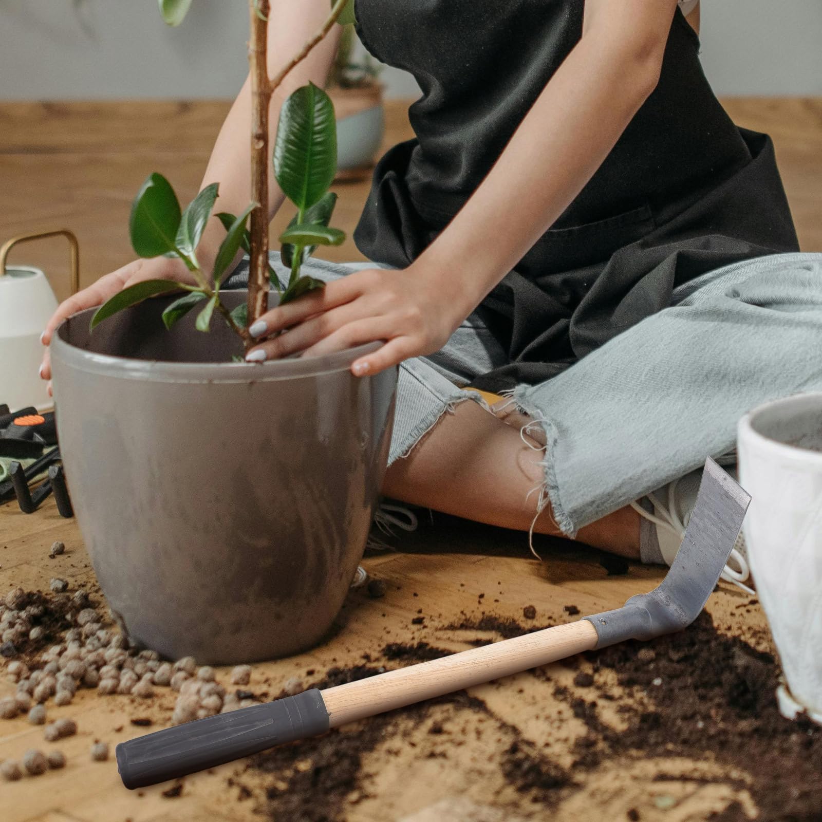 Attrezzi da in Metallo Manuale per Diserbo e Piantare Manico in Legno Rivestimento Antiscivolo in Plastica Leggero e Pratico per Giardinaggio Quotidiano
