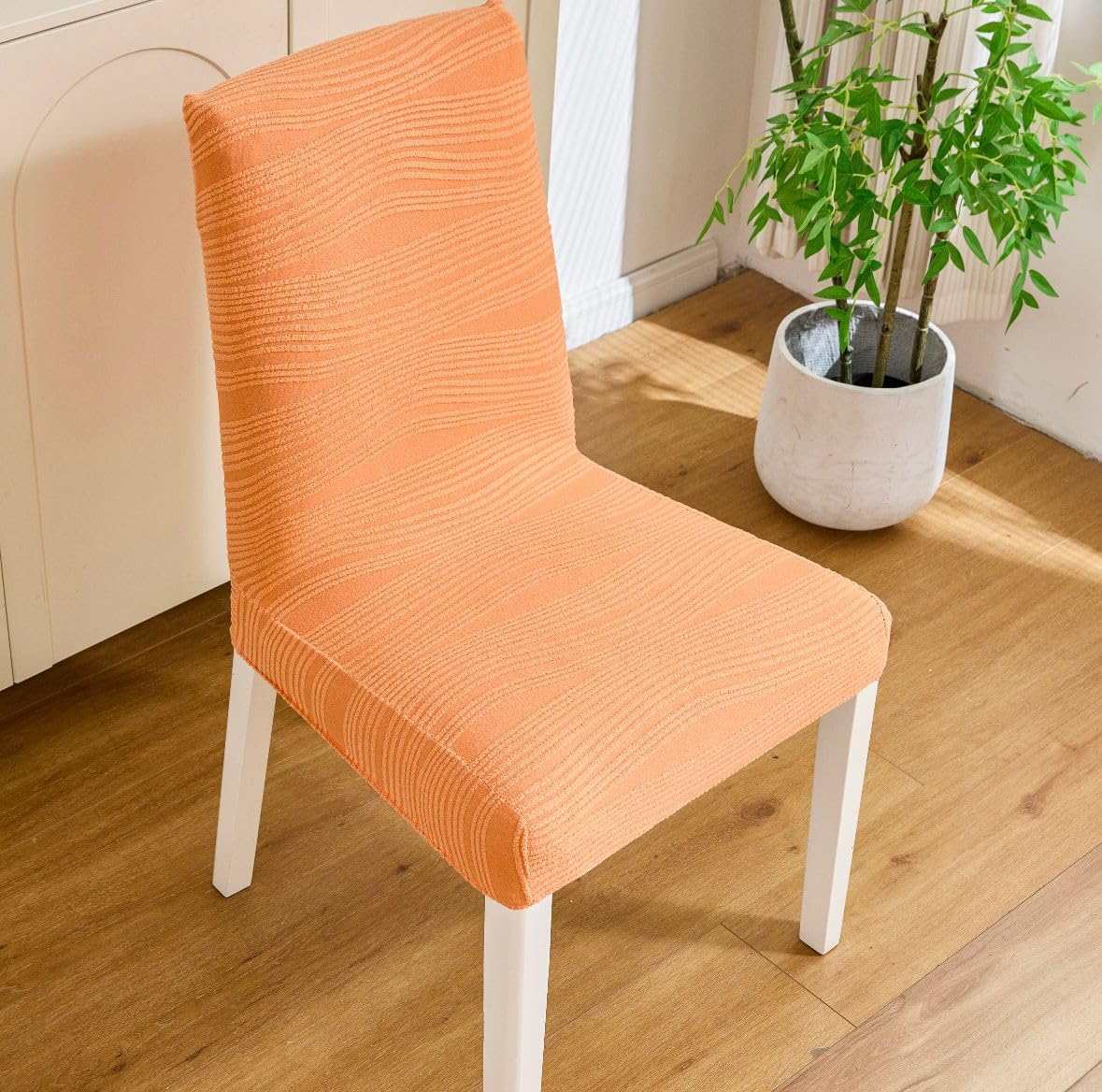 Orange Jacquard Chair Covers - Stretch & Protect! -7