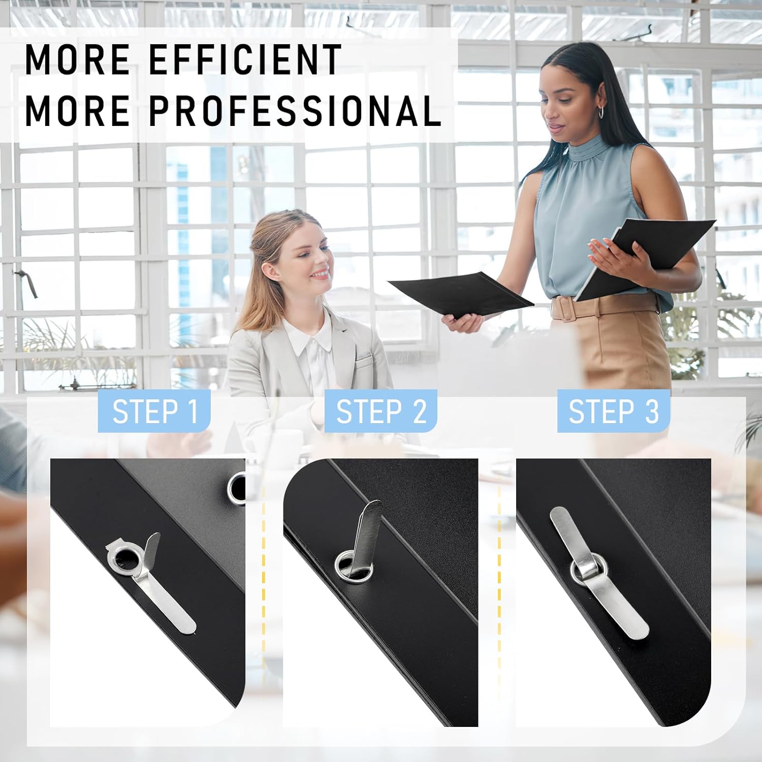 COIDEA Report Covers: 3-Pocket Folders with Fasteners, A4 & Letter Size, Clear Front, 100 Page Capacity