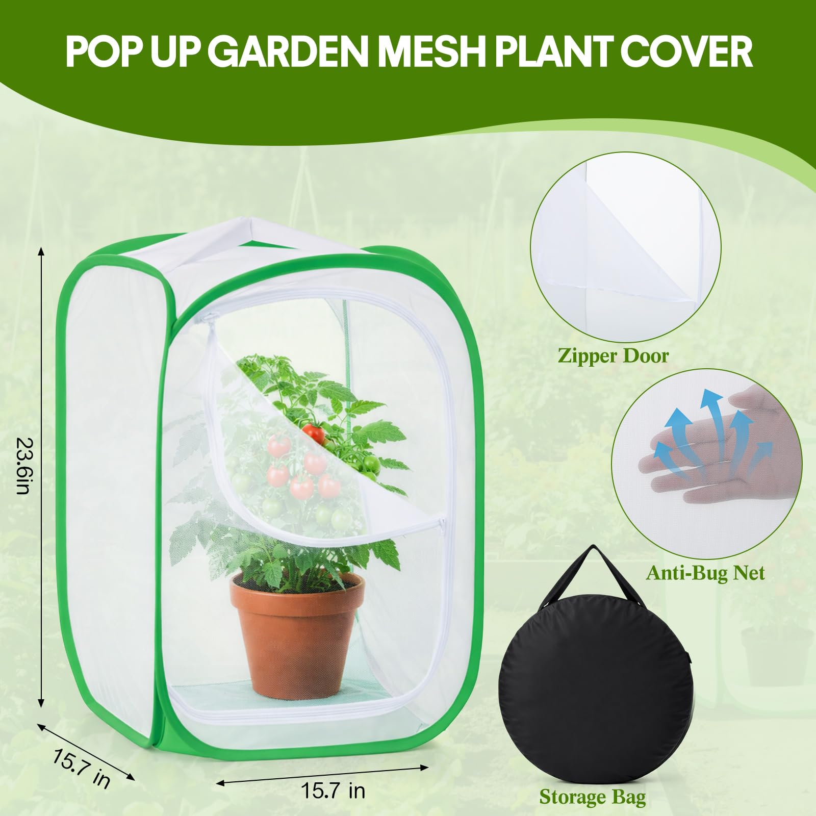 Gilprop 2 Pack Outdoor Mesh Plant Enclosures 23.6" Tall Crop Cage for Fruit Vegetables, Flowers and Herbs - Image 3