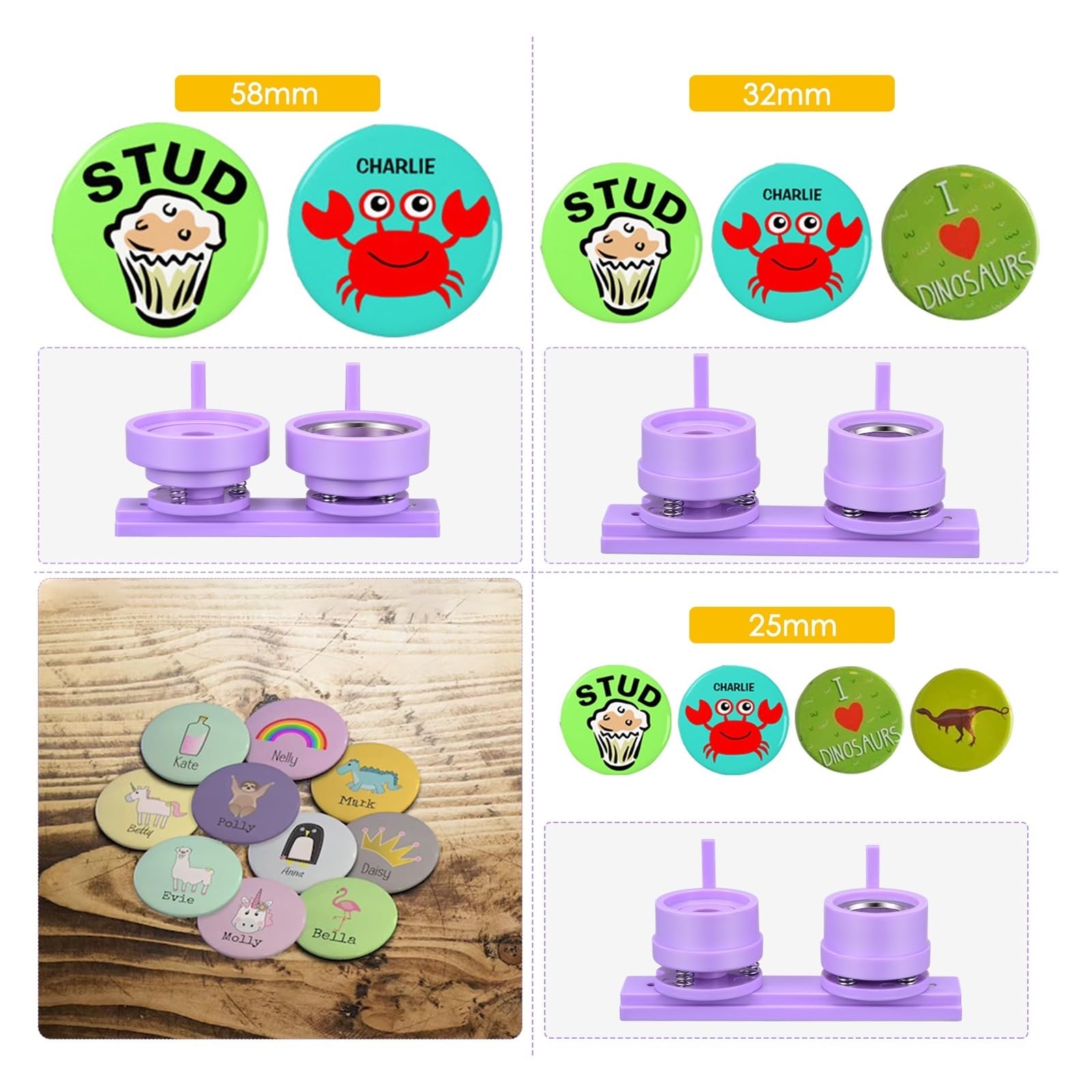 Zestaw do robienia odznak, Maszyna do produkcji guzików odznakowych 25mm-58mm DIY Pin Button Maker odznaka dziurkacz prasa maszyna, z guzikiem znaczków(32mm)
