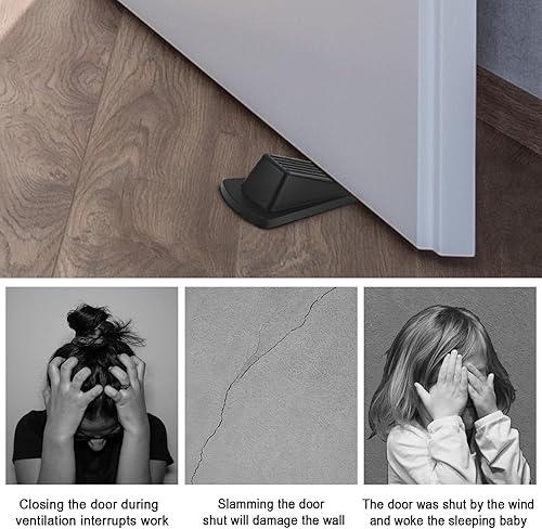 Miniatura 6 de Paquete de 24 topes de puerta para la parte inferior de la puerta, de goma, resistentes, apilables, para piso, pared, alfombras, puertas