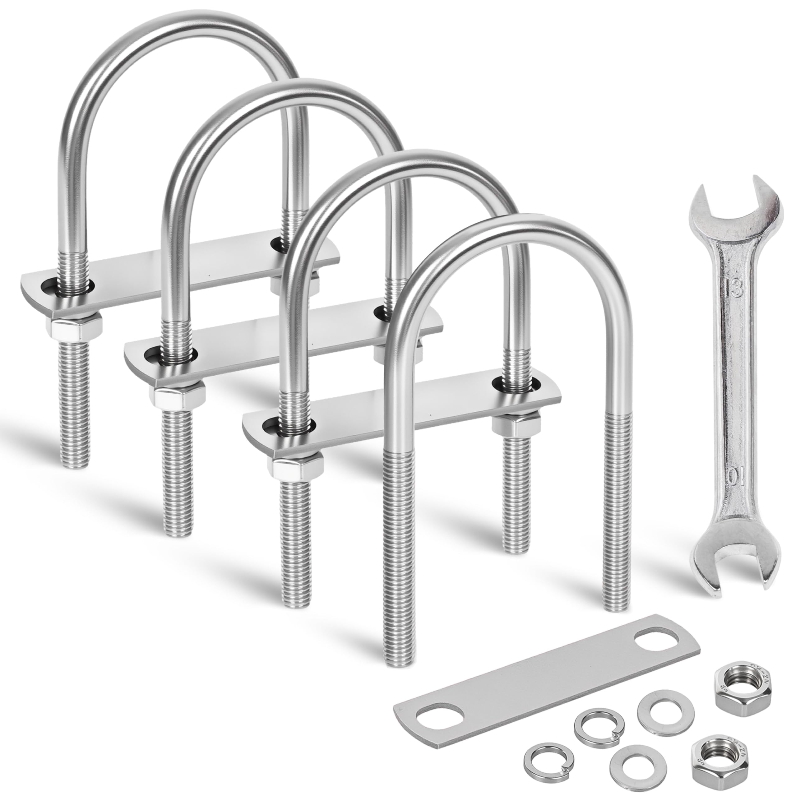 M8 U-Bolts - 4 Sets Stainless Steel -28