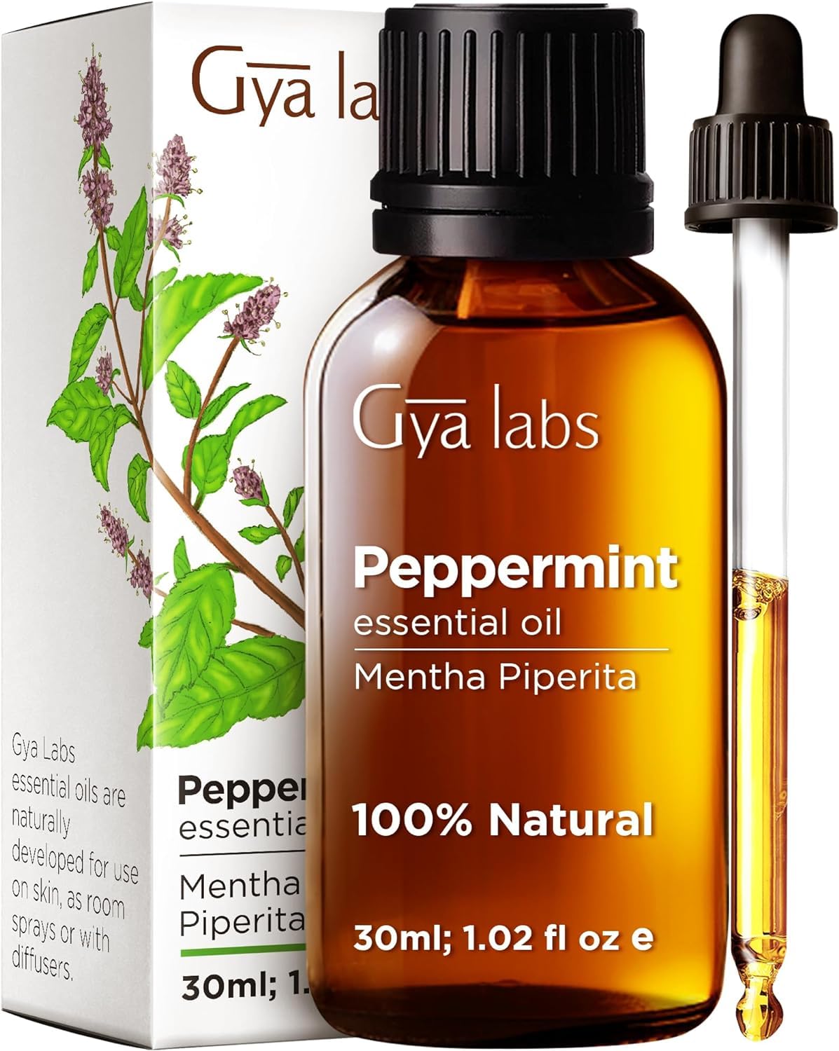 Gya Labs Peppermint Oil for Healthy Hair - Mint Essential Oils - Natural Peppermint Essential Oil for Diffuser, Skin & Hair (30ml)