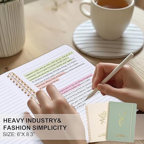 Miniatura 6 de Joyberg Cuaderno estético en espiral, 2 cuadernos bonitos, cuadernos de 8.3 x 6 pulgadas para mujeres, cuaderno en espiral A5 para oficina, escuela,