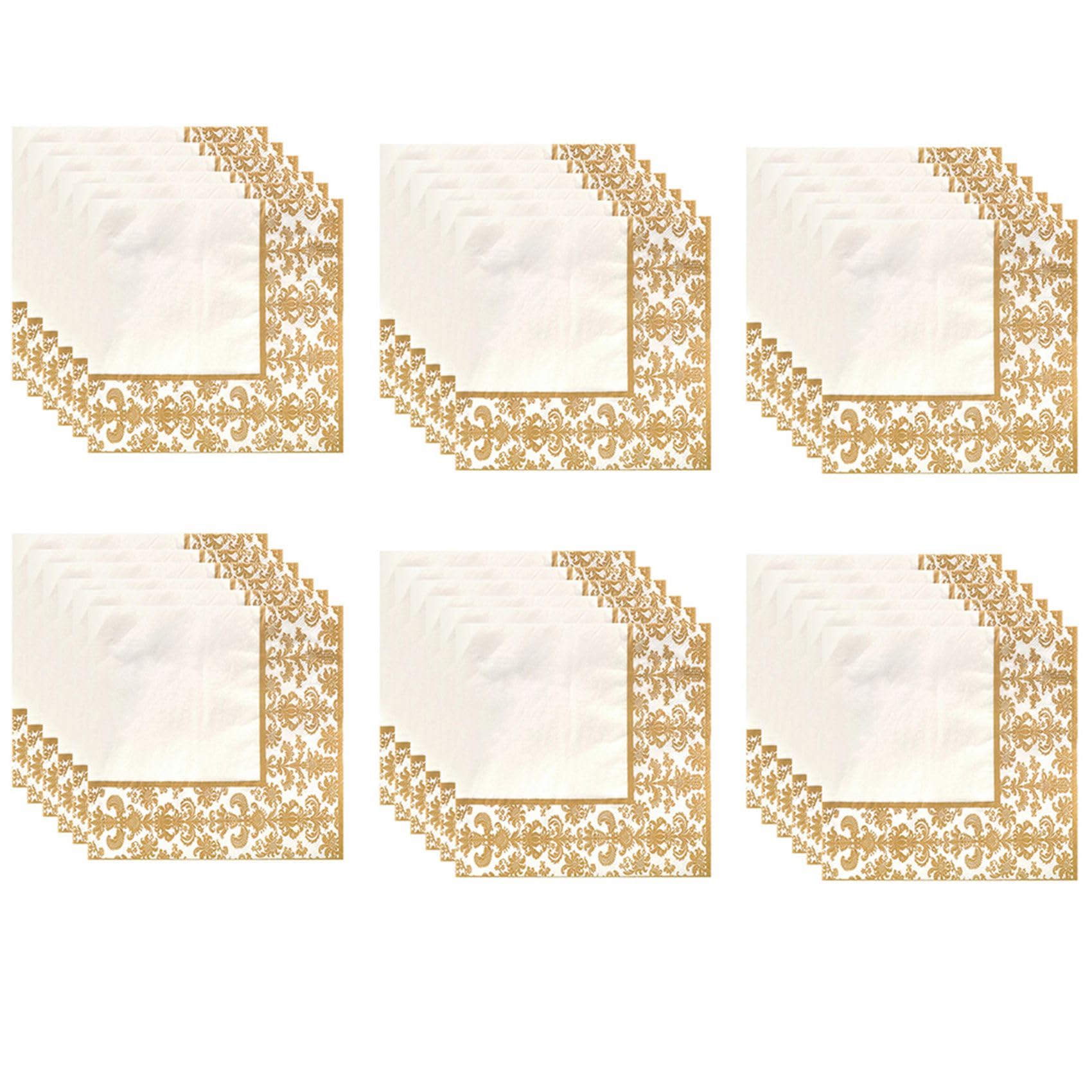 Hndhbfgrt 600Pcs Gold Printing Disposable Napkin Tissue Paper Printed Napkins for Restaurant and Hotel (Golden + White)