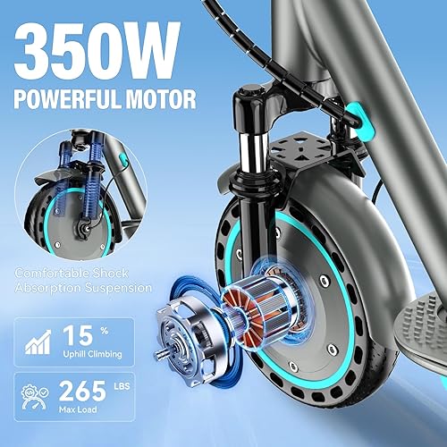 Miniatura 2 de Electric Scooter for Adults,10" Air Tires,Powerful 500600W Motor,Max 2228 Miles Long Range,Up to 25 MPH,Lightweight and Foldable Commuting