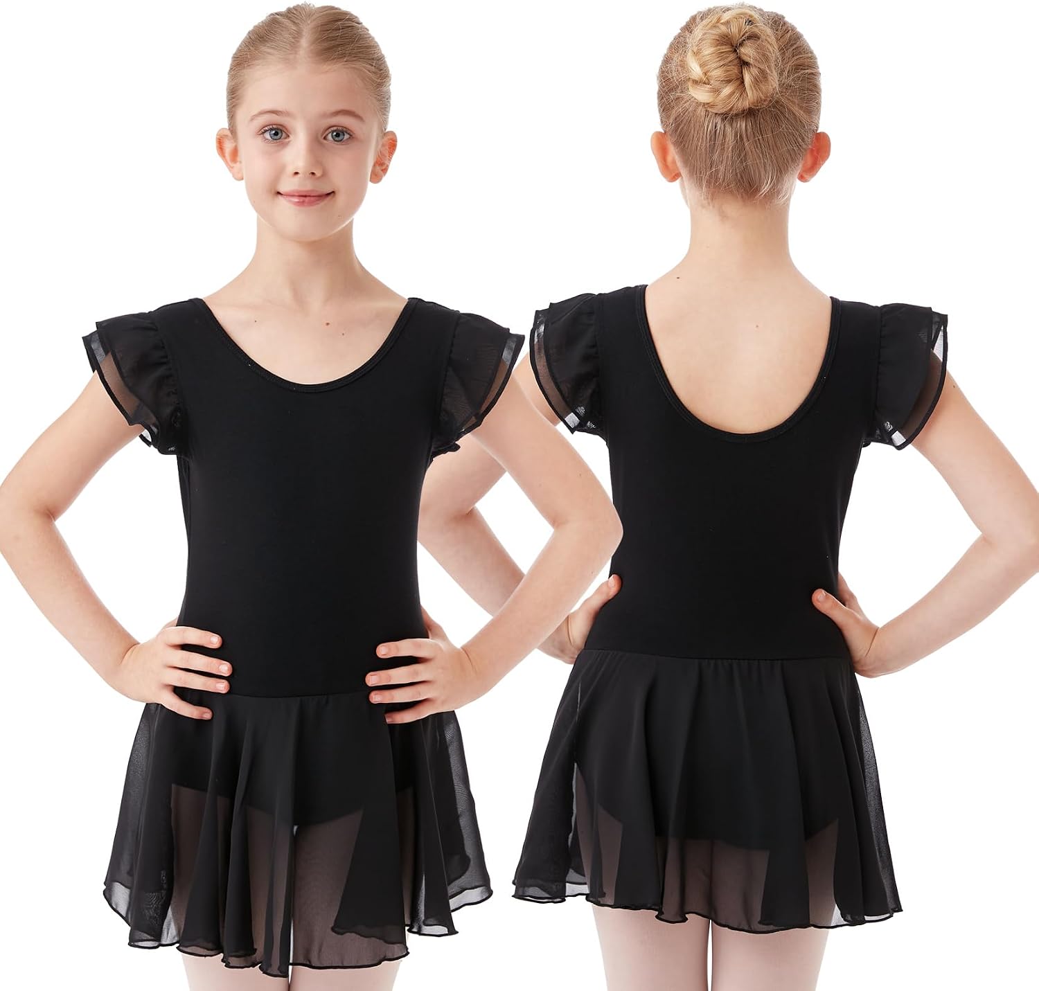 HiDance Girls' Ballet Dress Leotards, Ballerina Dance Dress Ballet Leotards with Skirt