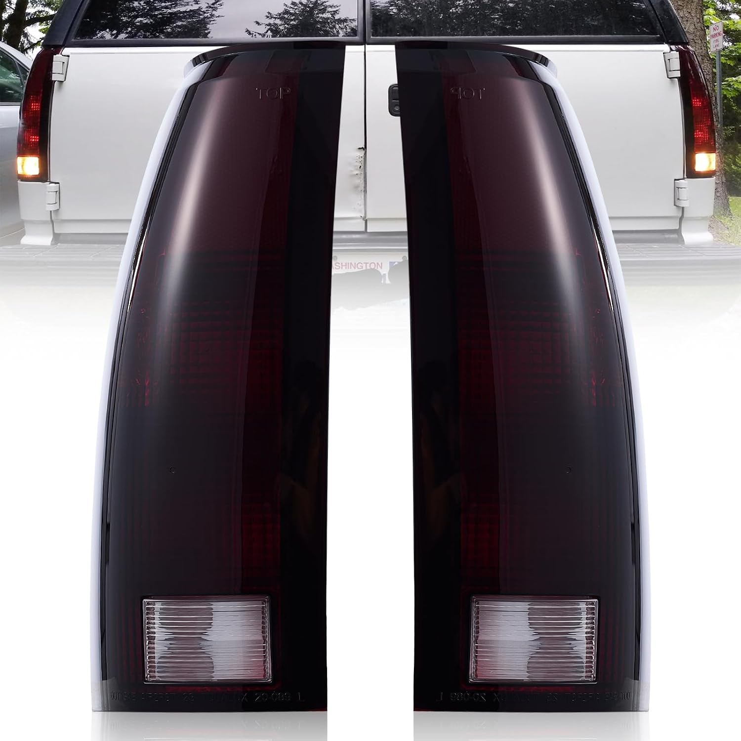 Tail Light Assembly for Chevy C/K 1988-2000 GMC Suburban Tahoe Yukon Blazer (Pair Set) OEM Style Dark Red Part# 5977867, 5977868