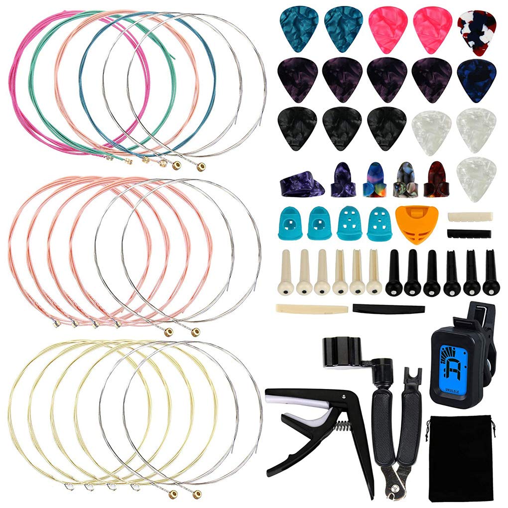Showay Hegerby 65 Pcs/set Guitar Capo Plectrum String Set Acoustic Guitar Picks String Winder Remover Tool Kit