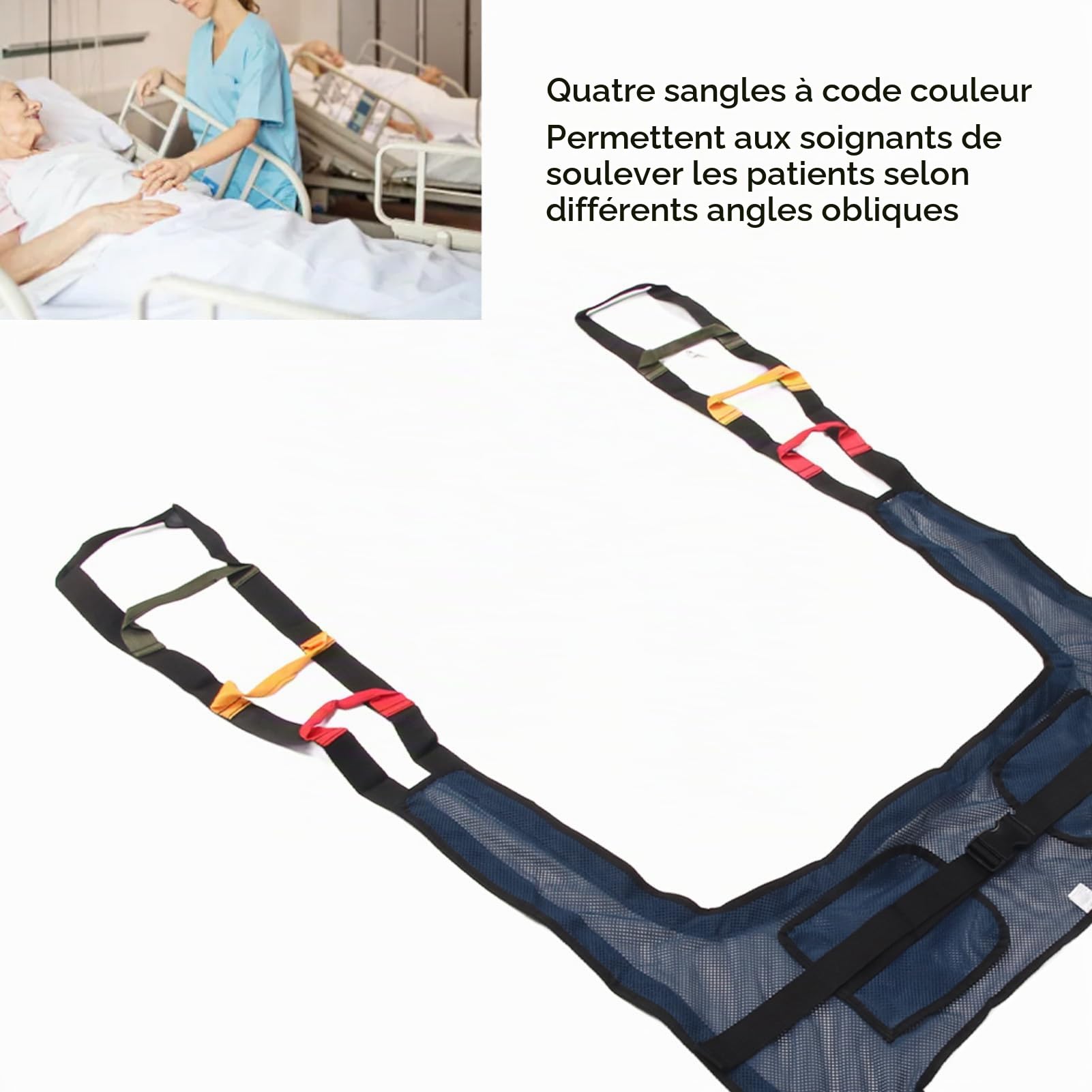 Élingue De Toilette Pour élévateur De Patient, Grande écharpe En Maille, écharpe De Toilette Rembourrée En Nylon, Aide Au Transfert Pour L'entraînement à la Marche Debout, Maille Bleu Foncé En Forme D