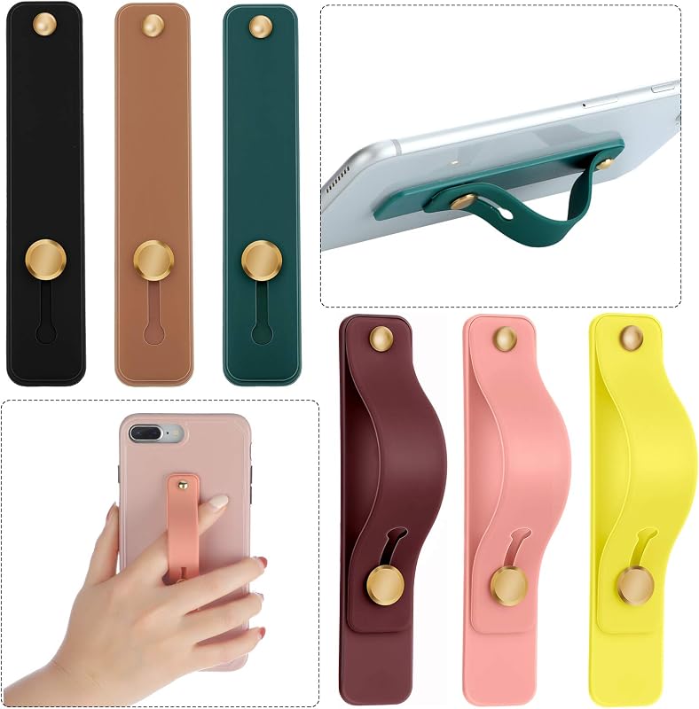 Weewooday 6 Pieces Phone Finger Strap Grip,Retro Colors,Classic | Finger Loop for Phone Elastic Telescopic Band with Secure One Handed Hold, for Smartphone Cases