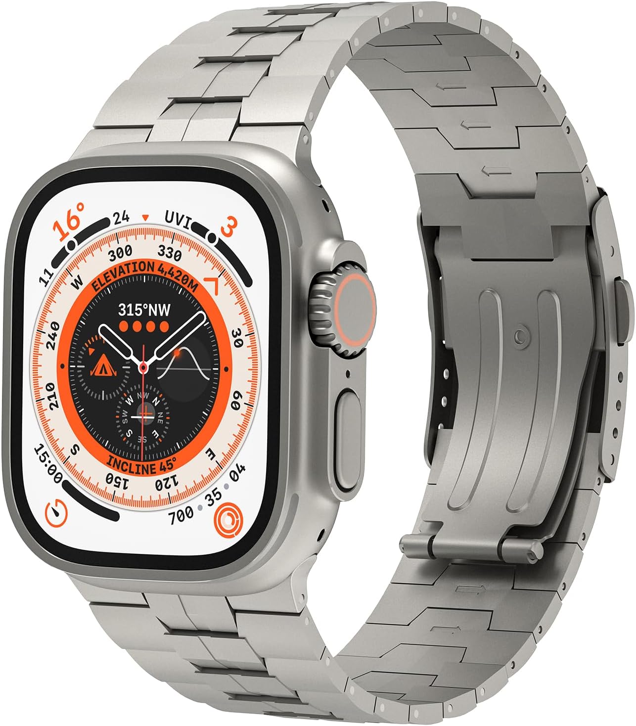 LULULOOK Titanium Band for Apple Watch Ultra 2/1, Grade 2 Titanium Metal Replacement Watch Band 49mm with Folding Clasp for iWatch Ultra 1/2 Men