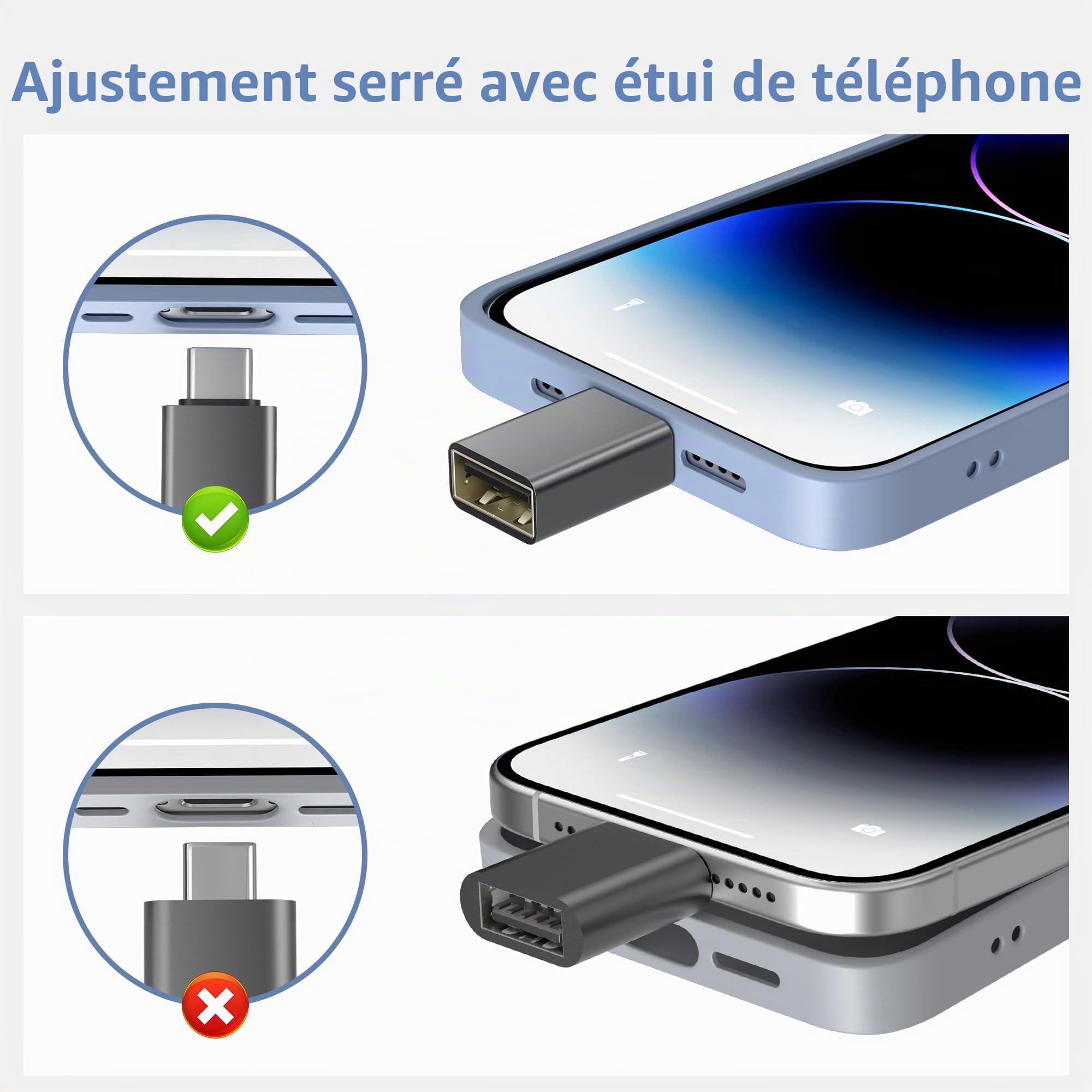 BASESAILOR Adaptateur USB C vers USB 3Pack, Convertisseur USB-C Mâle USB-A 3.0 Femelle, Type C Thunderbolt 4 OTG