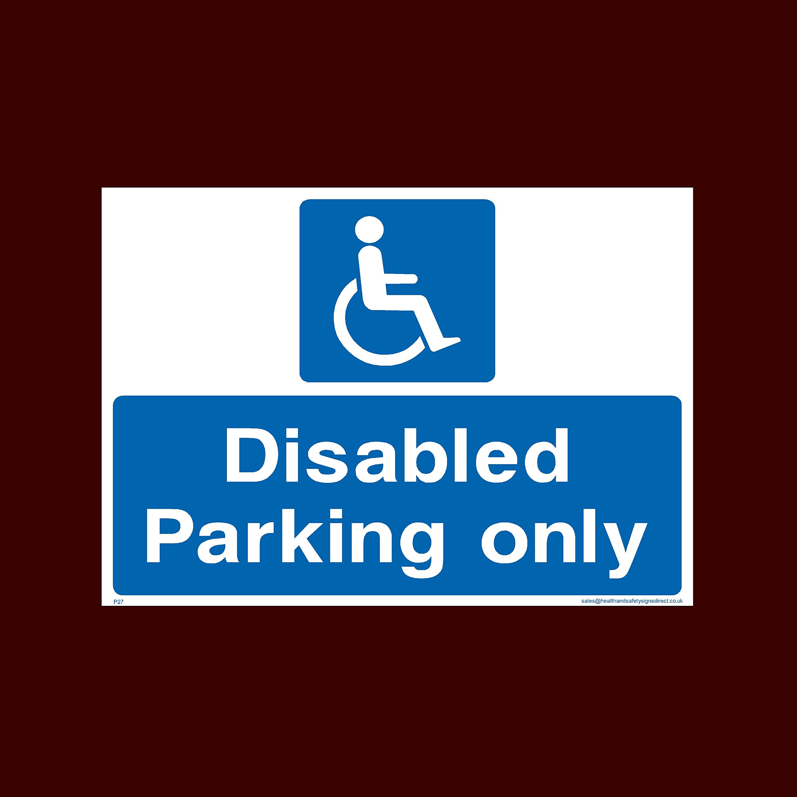 Disabled Parking Only Sticker/Self Adhesive Sign (P27) - No Parking, Private Property, Visitor, Customer, Car Park, Reserved