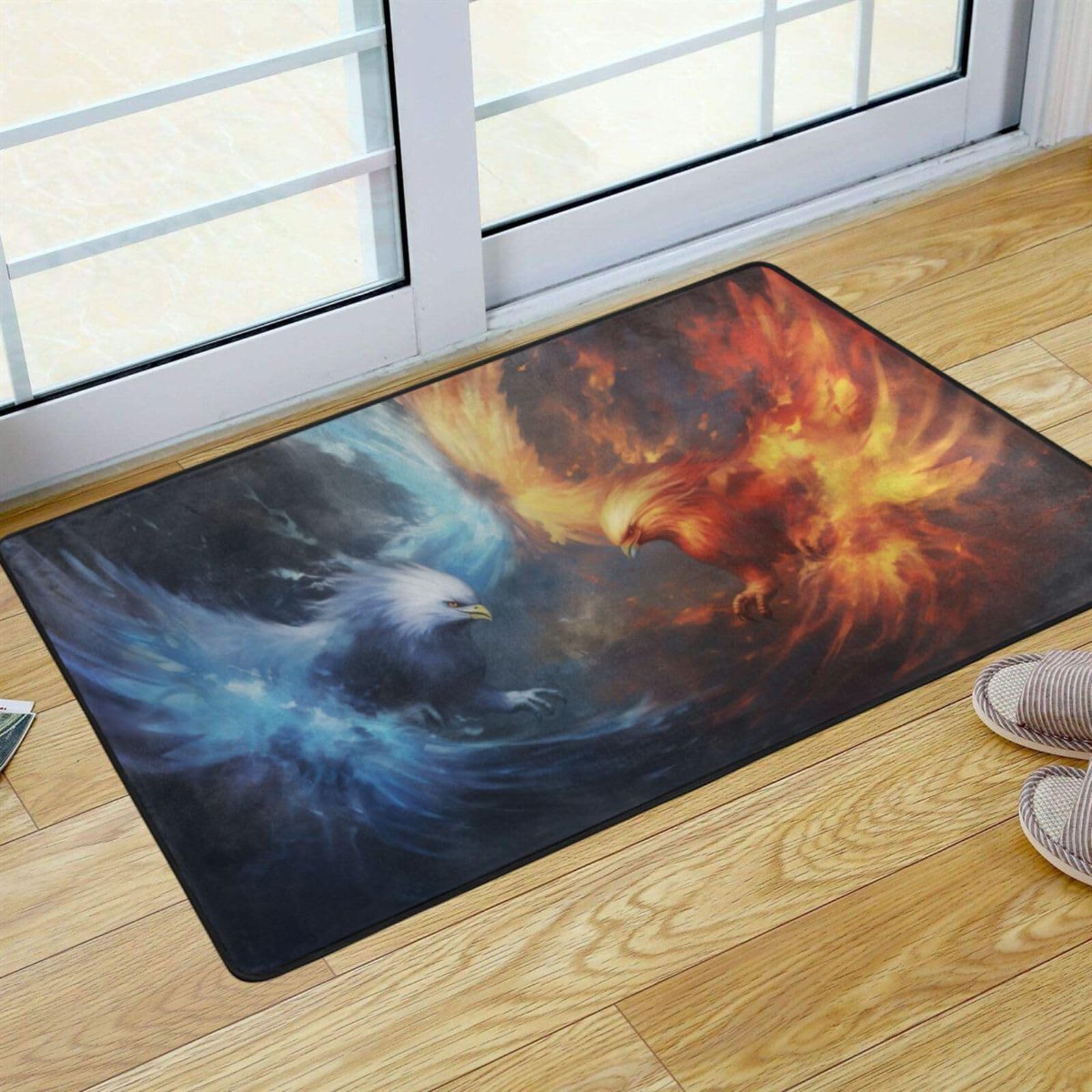 UMIRIKO Ice Fire Flame Bald Eagle Fighting Kitchen Rug Mats Anti Fatigue Non Slip Mats Kitchen Mats for Floor Kitchen Decor 36x24 Inch 202a5275