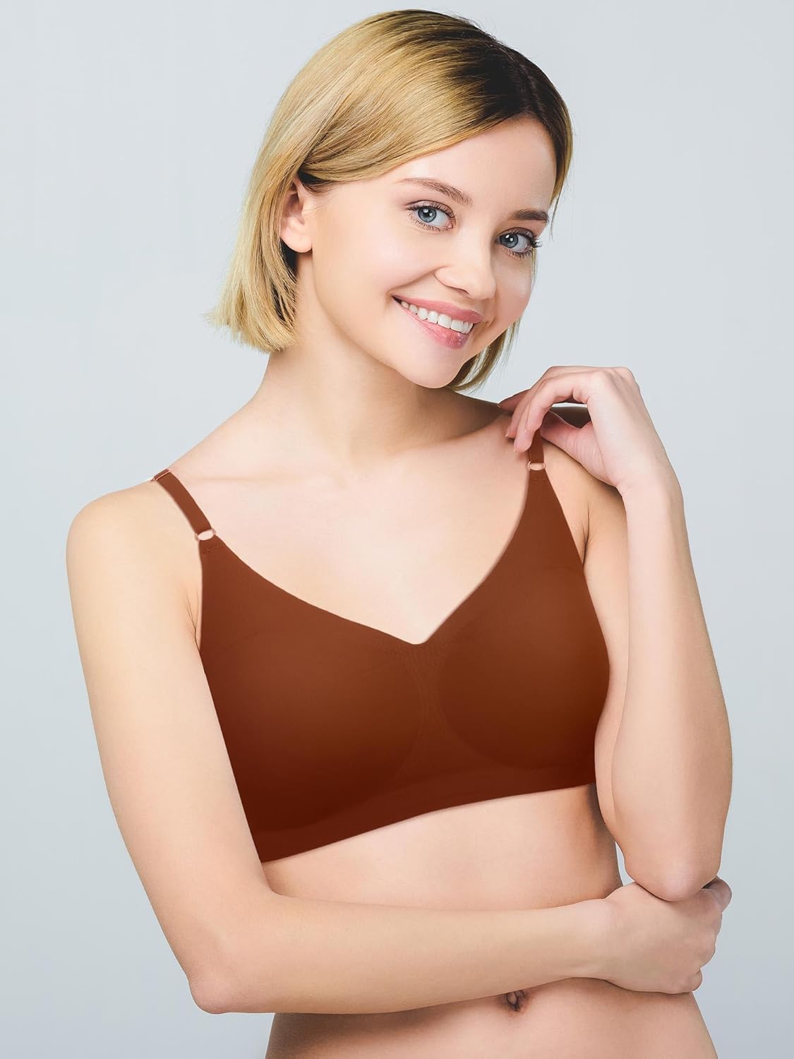 Bencailor 6 Pcs V Neck Bralettes Padded Seamless Bra for Women Wireless Cami Sports with Adjustable Straps - Image 2