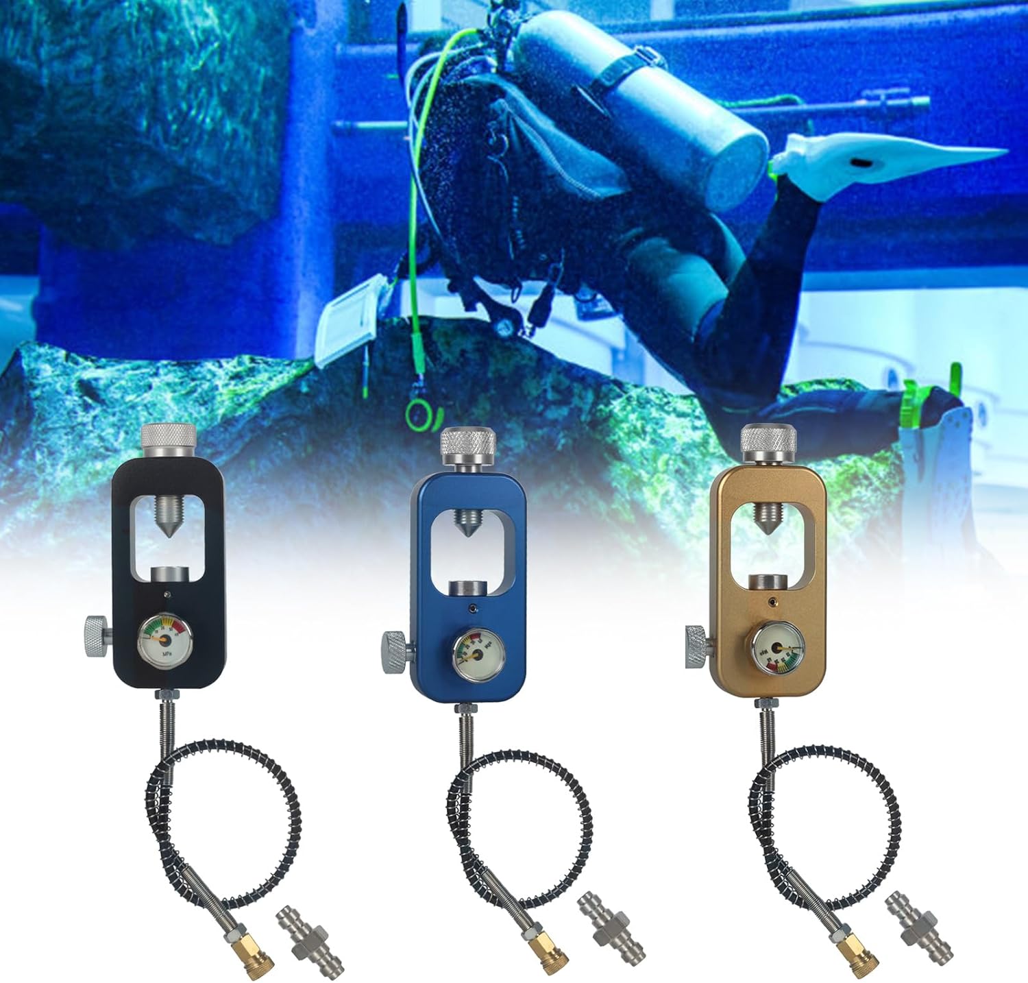 Diving Tanks Refill Adapter Scubas Fill Station Aluminium Oxygen Cylinder Adapter For Air Bottle Tank Connectors