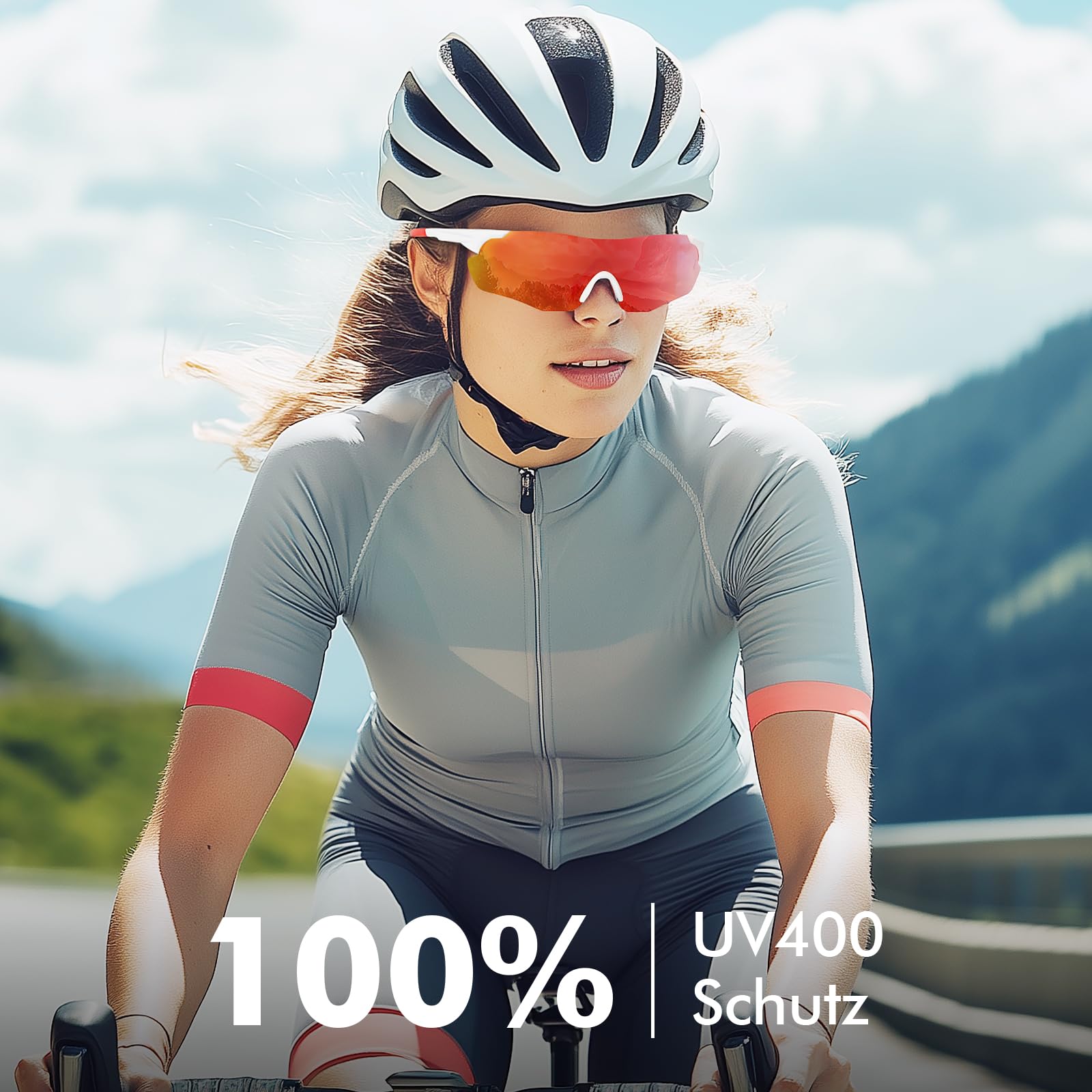 Fahrradbrille Selbsttönend für Damen Herren, Photochrome Radsportbrille Sportbrille mit UV400 Schutz TR90 Ultraleichter Rahmenlose Sonnenbrille