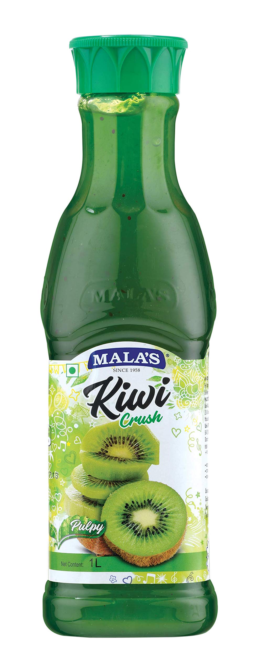 Mala's Crush Fruit Drink 1 Litre Bottle G, Kiwi, No Preservatives