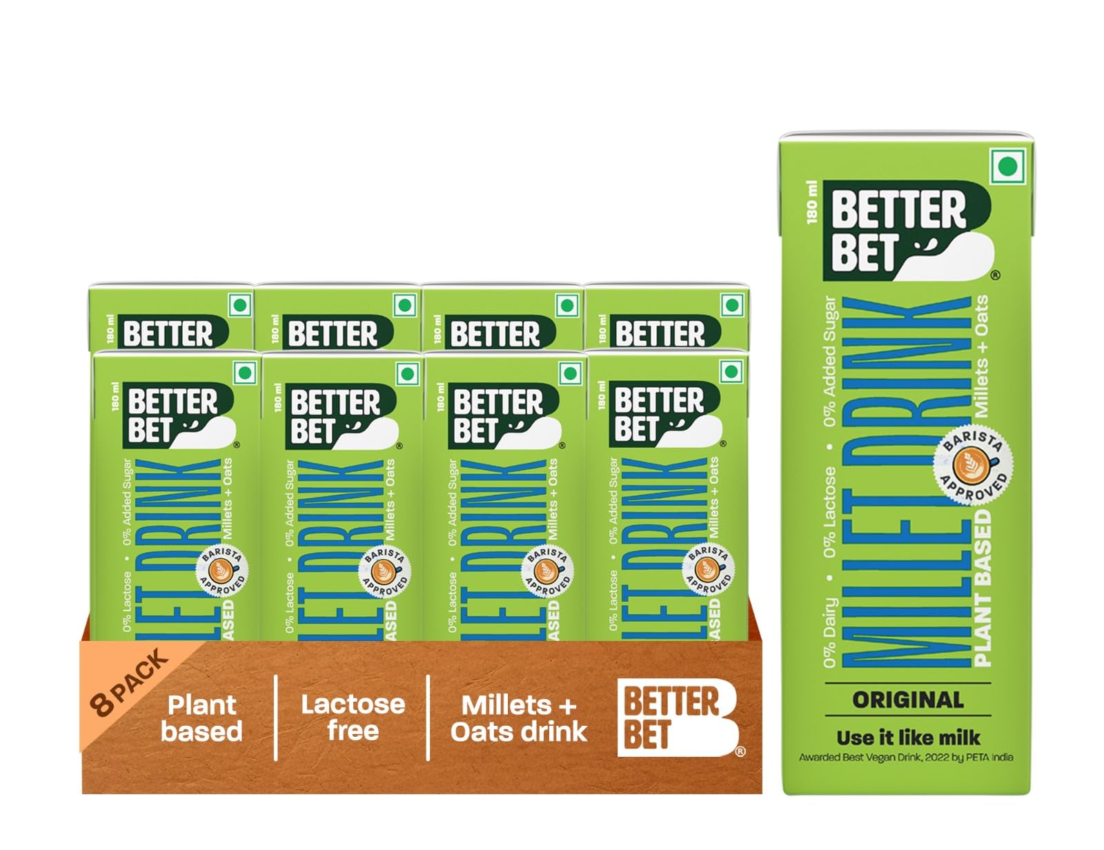 Better Bet Vegan Original Millet Beverage 1.6L (8 X 200 ML) | Plant Based | No Added Sugar | Lactose Free | No Added Preservatives | No Cholesterol | No Trans Fat-image-29