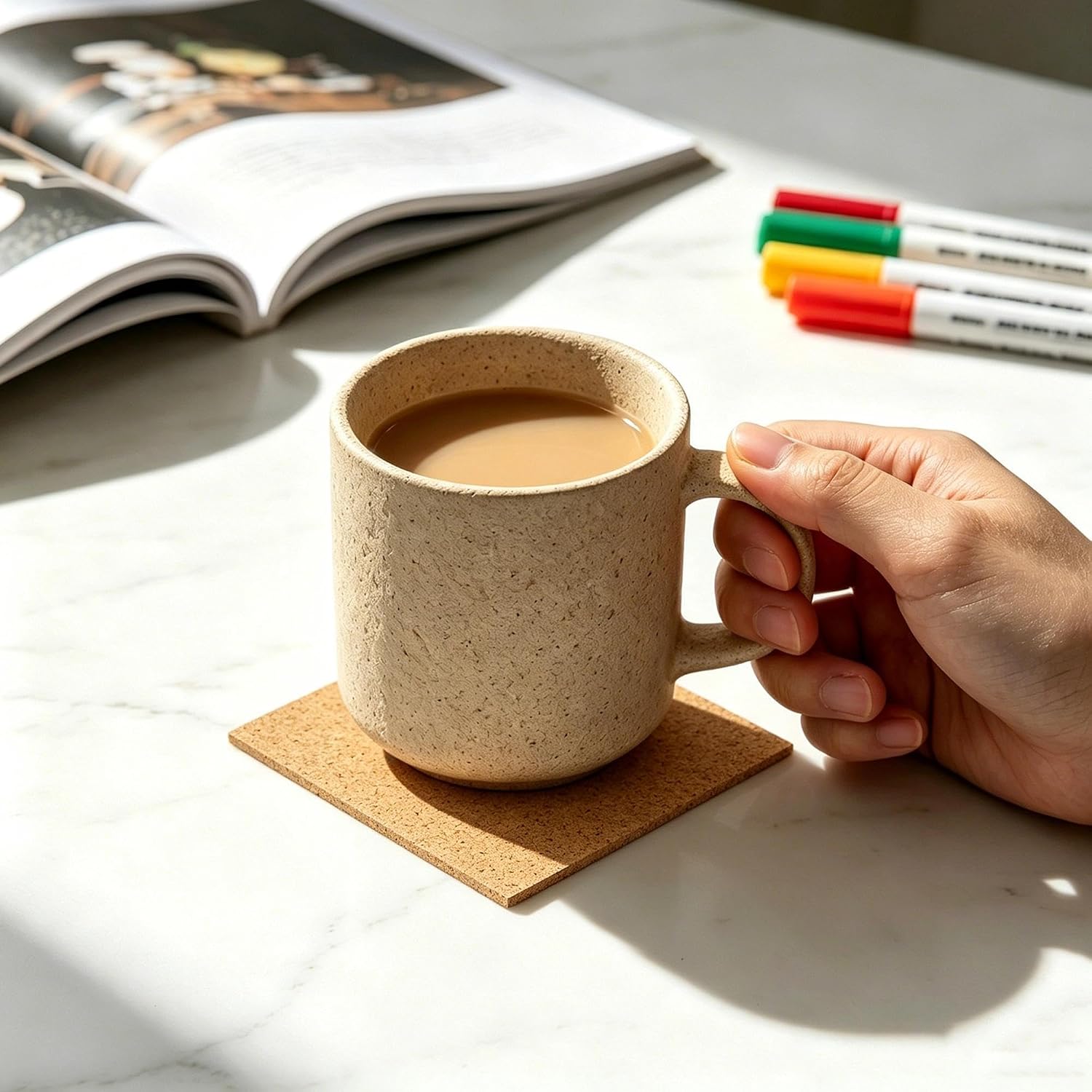 36Pcs 4 Inch Self Adhesive Cork Sheets, 2mm Thick, Thin Cork Tiles for Coasters Backing, DIY Crafts Supplies (Square)