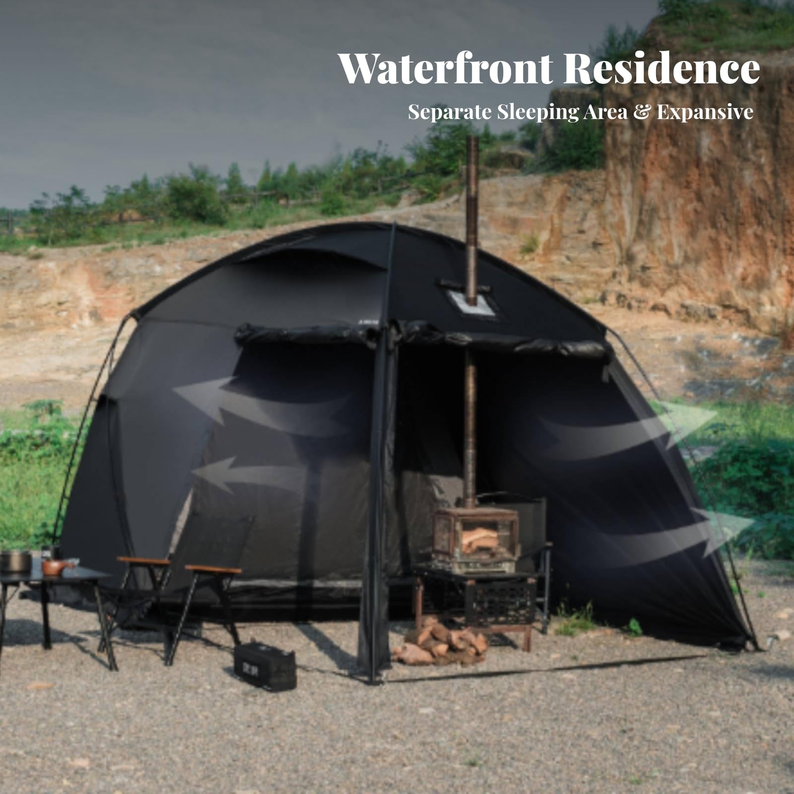 Tienda Campaña con Porche Versátil | Portátil, Carpa Camping con Toldo, Transpirable, Tienda Campaña cho smontable, para Actividas Al Libre