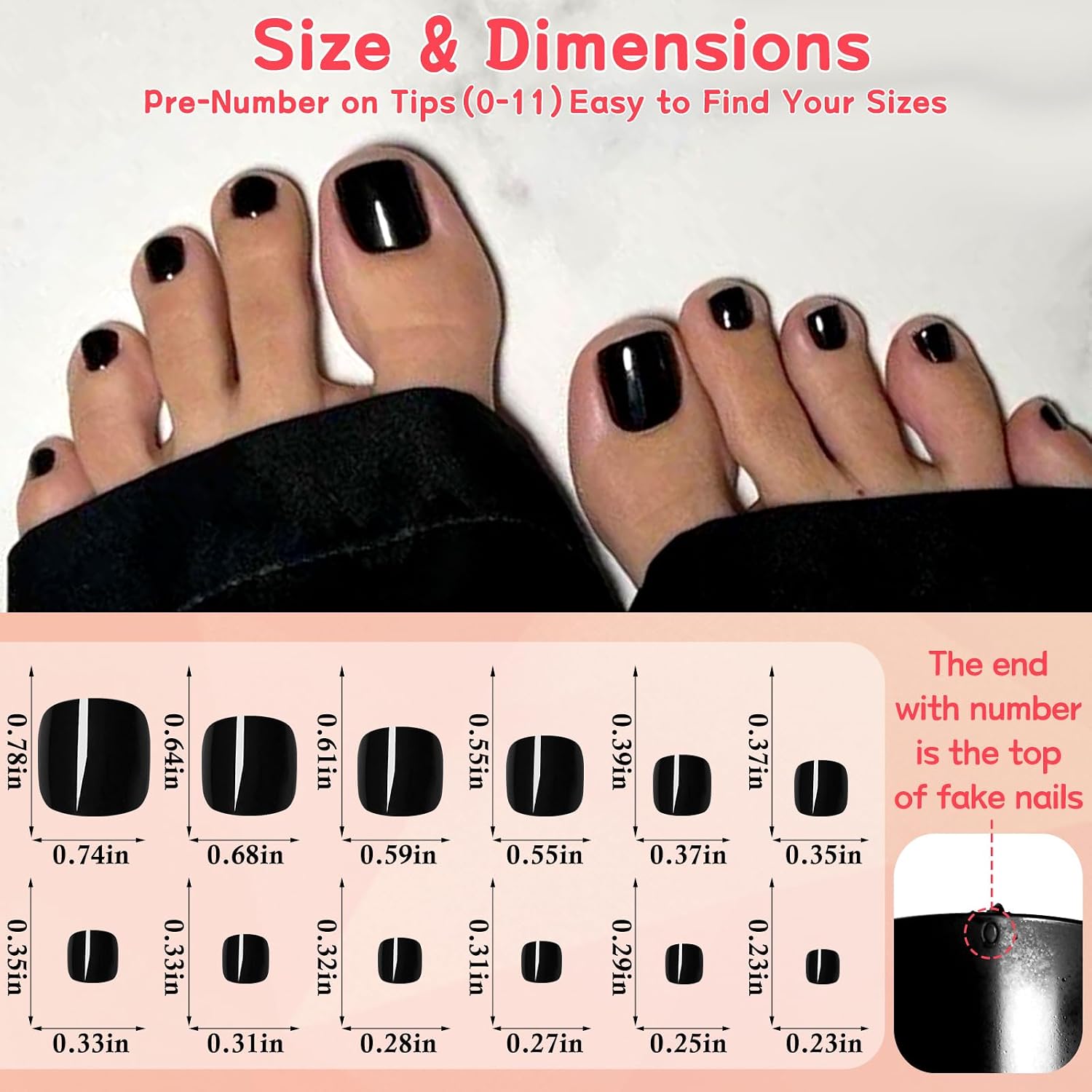 Press on Toenails Women Fake Toe nail Press ons Acrylic Toe Press on Nails