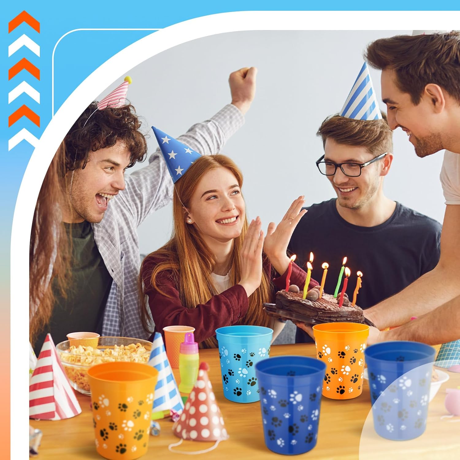 Qinyoung 24 Pcs Blue Dog Birthday Party Supplies 16 oz Reusable Plastic Cups Gifts Dog Paw Themed Plastic Tumbler Decorations for Baby Shower Birthday Cartoon Party Supplies - Image 5