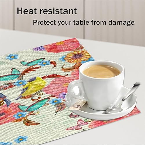 Miniatura 5 de Bird Animal Style Placemats Set of 4 Table Mats Washable Placemat Waterproof Place Mats for Party Home Dining Table Decor 18x12 in