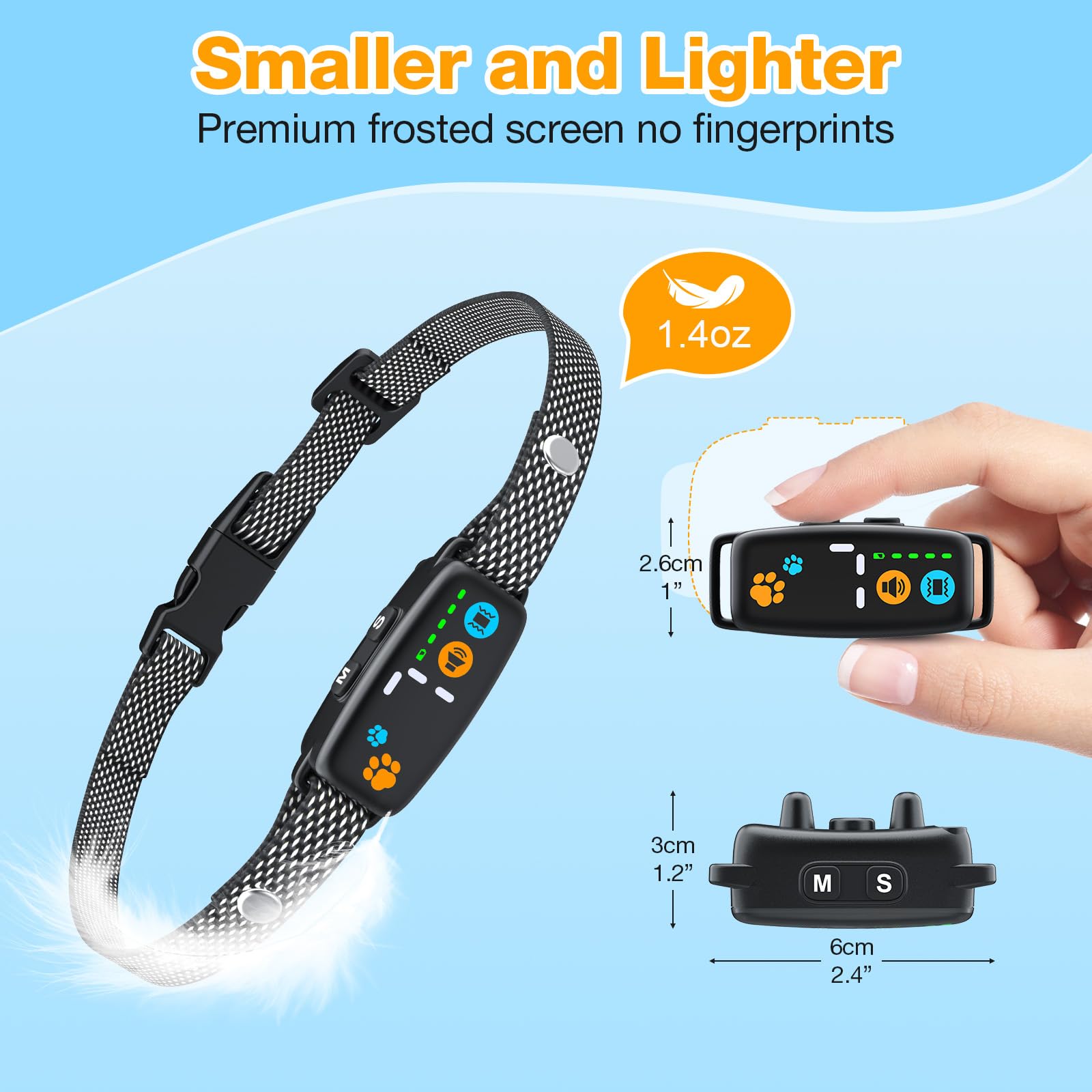 Collar Antiladridos para Perros, Collar Vibración Recargable, Súper Ligero, 3 Modos y 7 Niveles de Sensibilidad, Detección Inteligente de Ladridos, Impermeable IP67 para Perros Pequeños