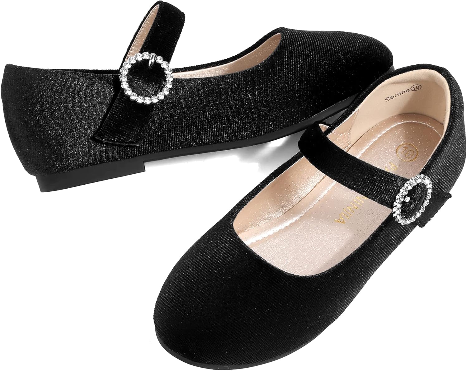 PANDANINJIA Sarena Girls Dress Shoes Rhinestone Flower Girl Ballerina Ballet Flats Mary Jane Wedding Party School Shoes for Toddler Little Kid Big Kid - Image 5