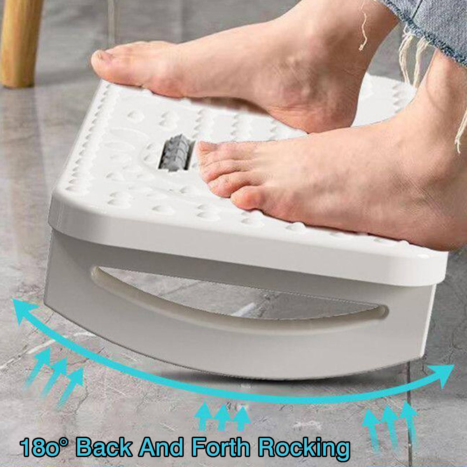 Ergonomische Fußstütze For 180°-Wippbewegung, Unter Dem Schreibtisch Mit Fußmassagerolle, Maximale Belastung 100 Kg, Zur Verbesserung Der Körperhaltung Und Linderung(White)