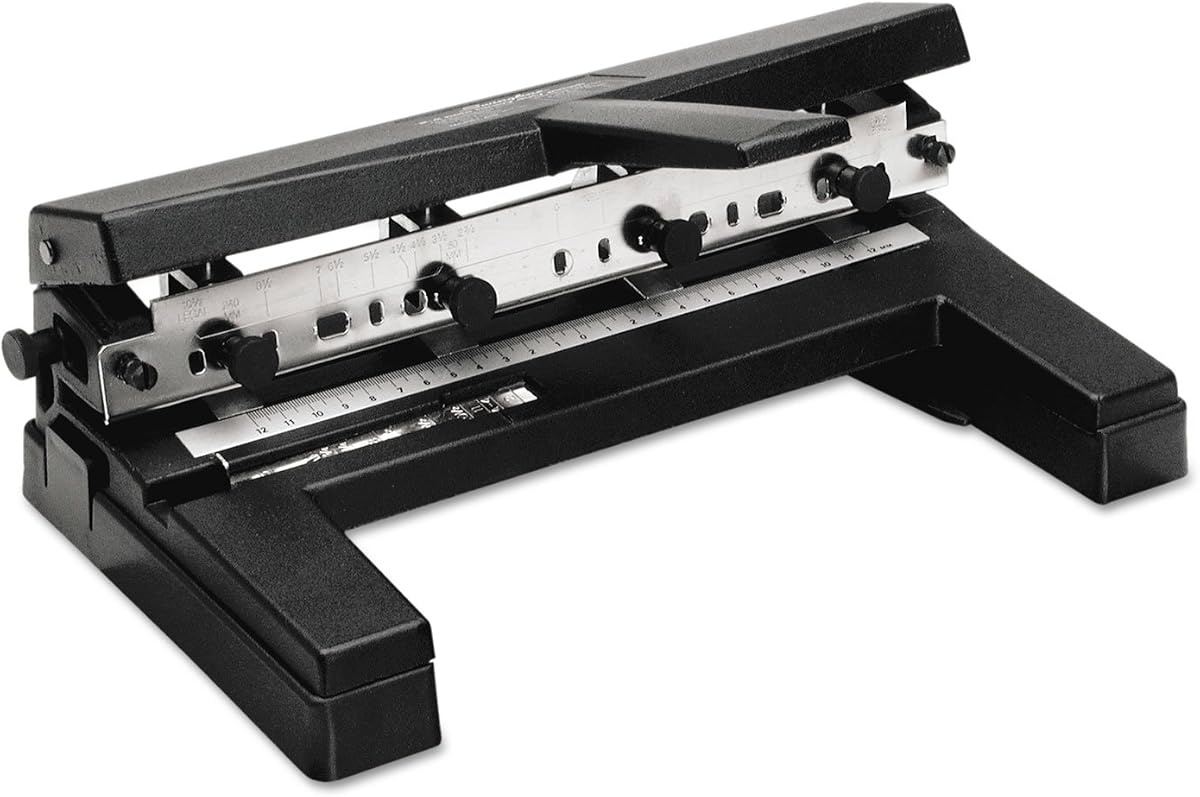 Punzonadora Swingline de 3 orificios resistente, capacidad de 40 hojas, punzonadora de tres orificios, 3 anillos, punzonadora de papel ajustable de 2 a 4 orificios, negra (74450)