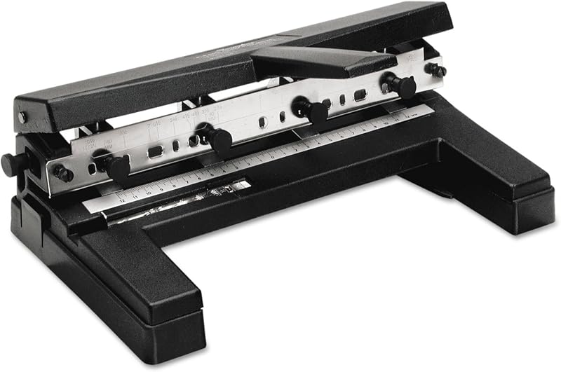 Punzonadora Swingline de 3 orificios resistente, capacidad de 40 hojas, punzonadora de tres orificios, 3 anillos, punzonadora de papel ajustable de 2 a 4 orificios, negra (74450)