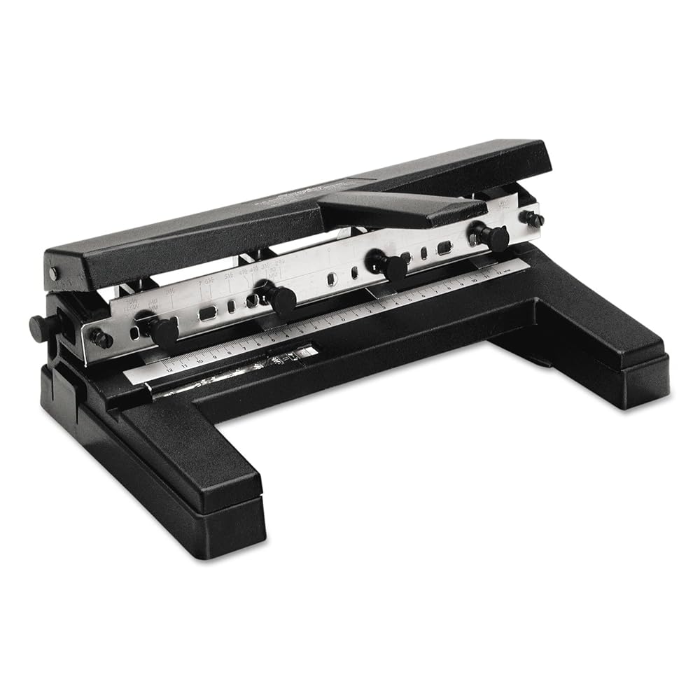 Swingline 3 Hole Punch Heavy Duty, 40 Sheet Capacity Three Hole Puncher 3 Ring, Adjustable 2-4 Hole Paper Punch, Black (74450)