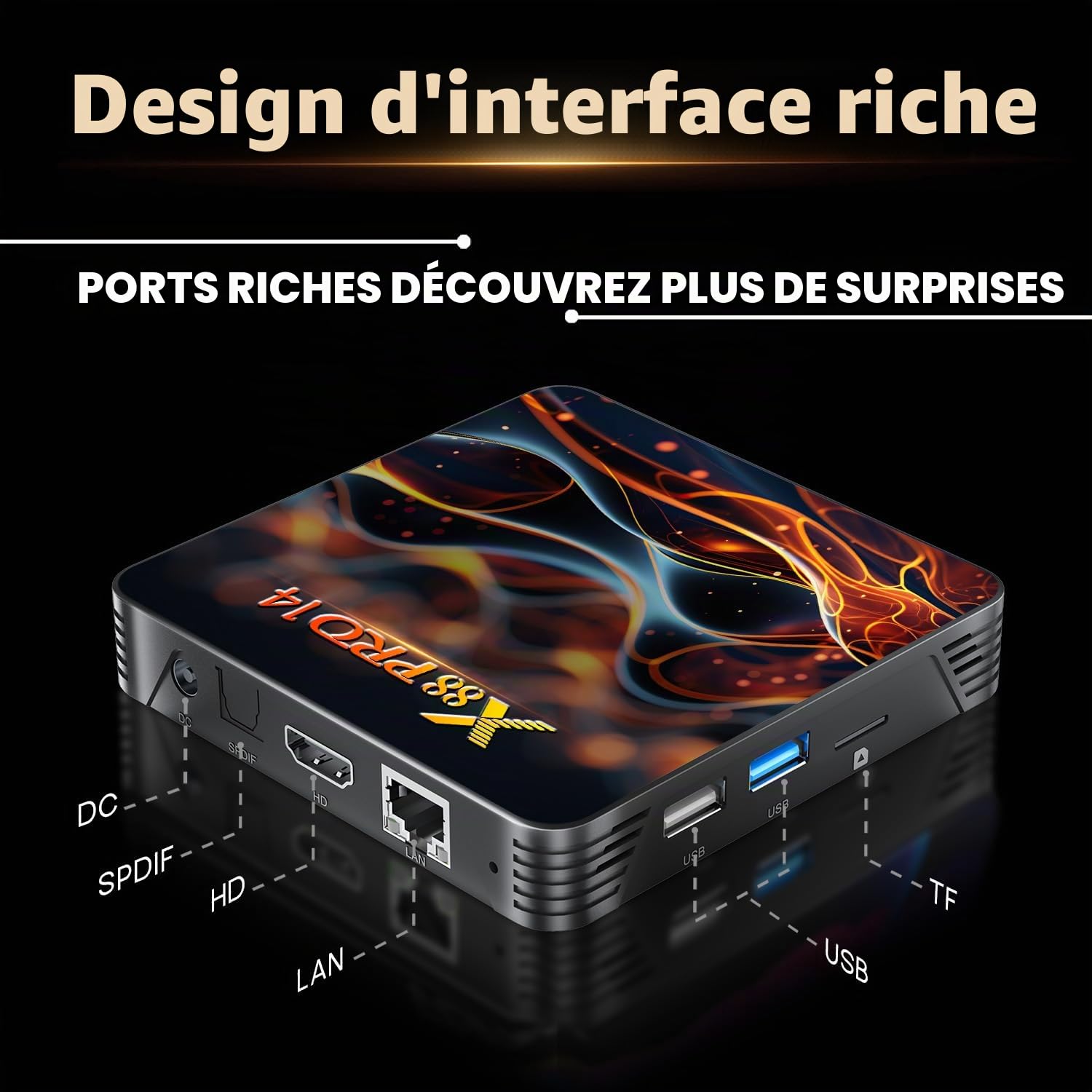Android TV Box,X14 Pro Android 14.0 2Go RAM 16Go ROM RK3518 Quad-Core 64bit Cortex-A53 Mali 450 MP2 GPU Support BT5.0 4K 3D 1080P 2.4/5.0GHz WiFi 10/100M Ethernet DLNA HDMI2.0 USB3.0 H.265