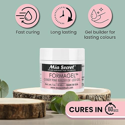 Miniatura 5 de Mia Secret Nudes Formagel Gel Builder de uñas de 1 onza  Gel LED UV  Rubor de cubierta  Bronceado  Rosa caramelo Candy Pink