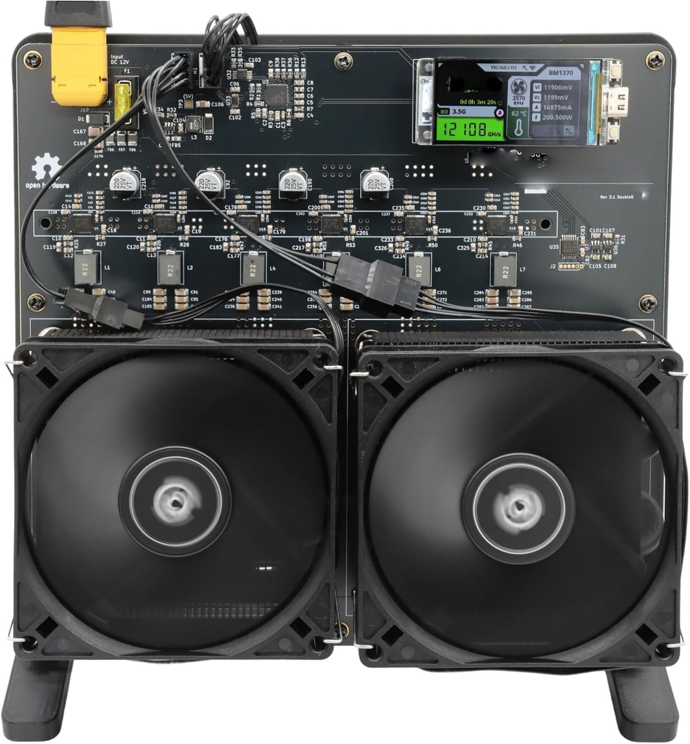 New NerdOCTAXE Rev3.1 200W 12TH/S Bitcoin Miner, 16J/TH Efficiency Crypto Machine, 50dB Low Noise for Home Use and Open Source Mining Machine with BM1370 Chip, by OEMGMINER (Black)