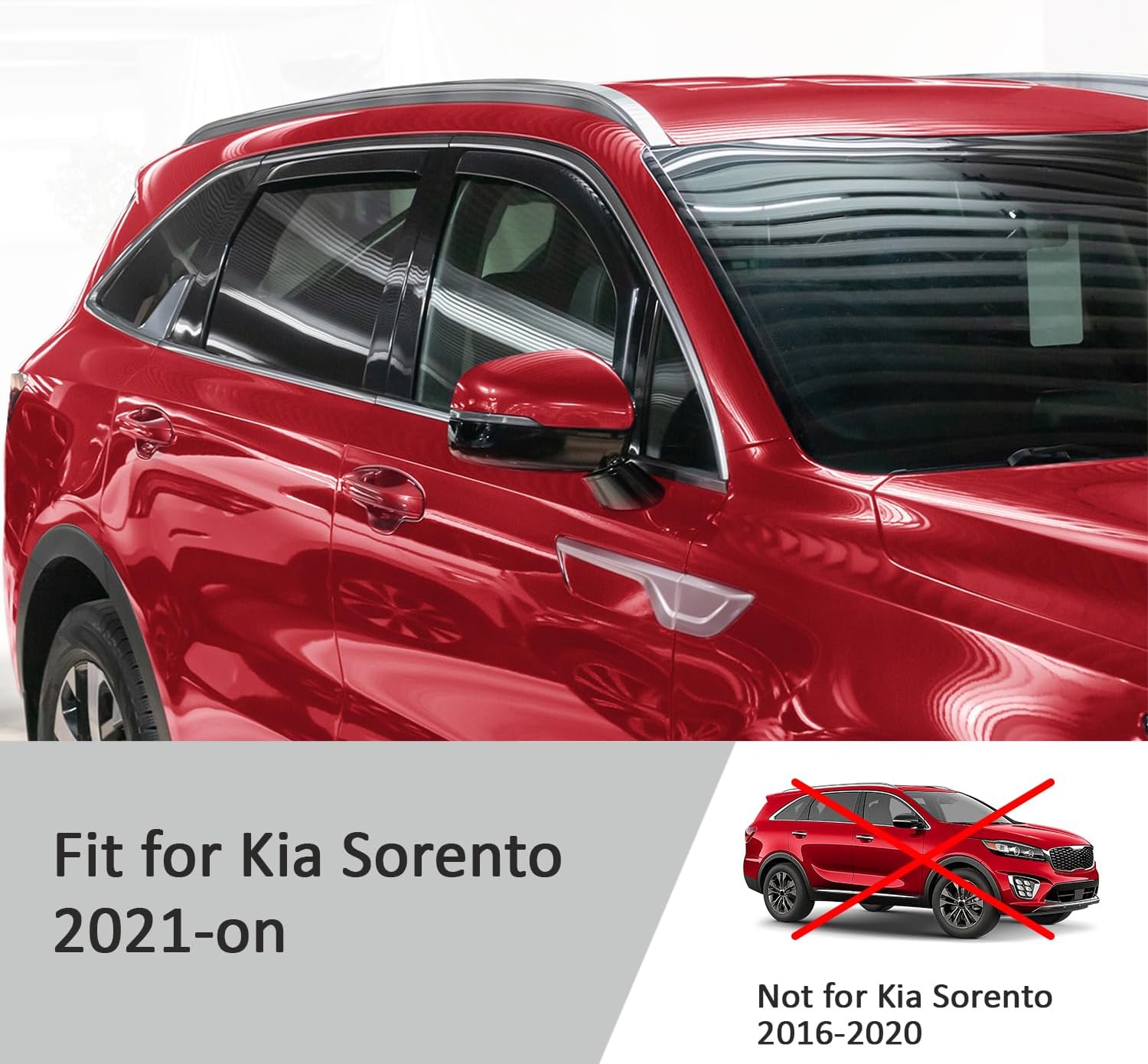 Voron Glass in-Channel Extra Durable Rain Guards for Kia Sorento 2021-2026, Window Deflectors, Vent Window Visors, 4 Pieces - 220216