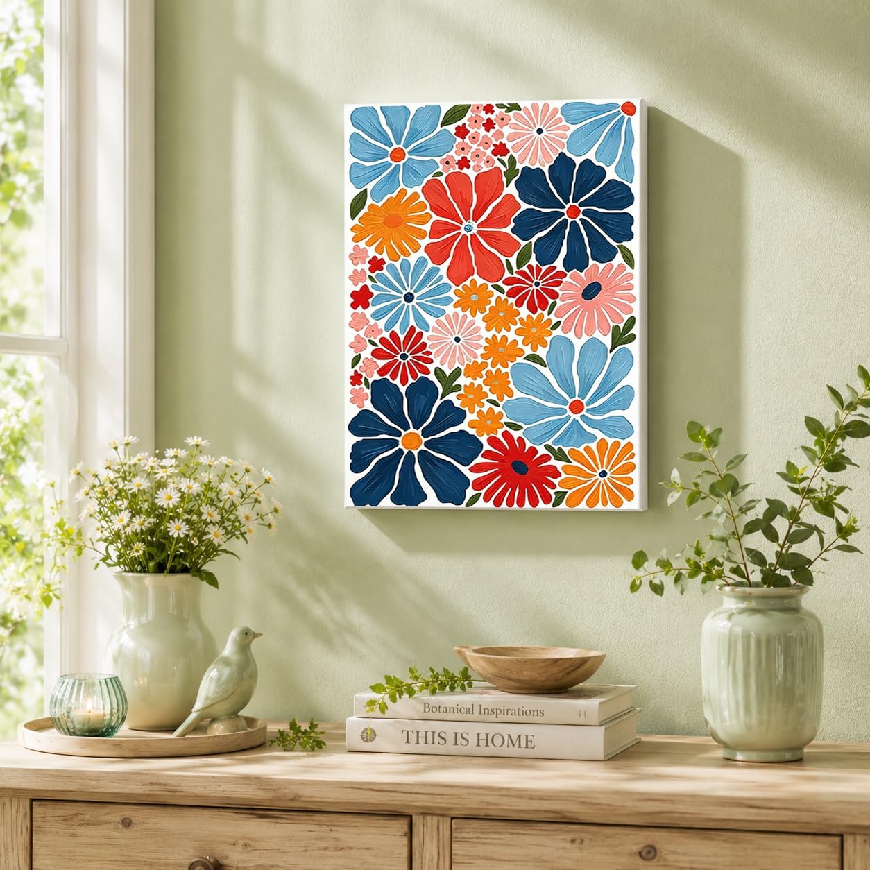 Diamond Art Kits for Adults with Frame,Boho Wildflower Diamond Painting image 5