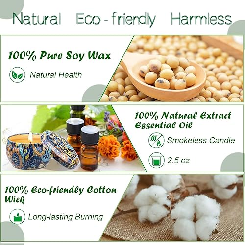 Miniatura 7 de Juego de 9 velas perfumadas para mujer, paquete de 9 velas de aromaterapia para el hogar, vela de soja de larga duración de 180 horas, vela de