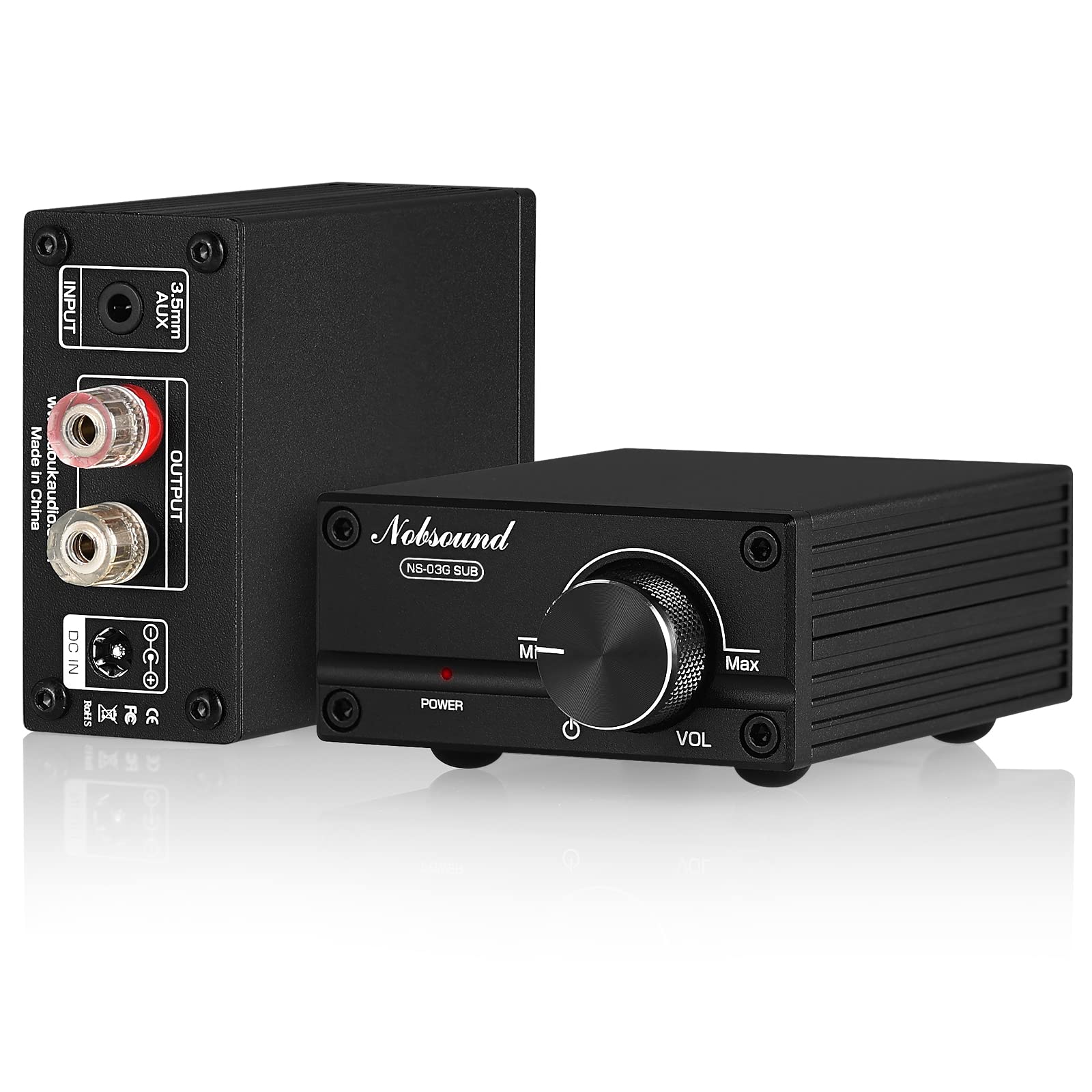 Nobsound Wzmacniacz subwoofera 100 W z zasilaczem, czarny