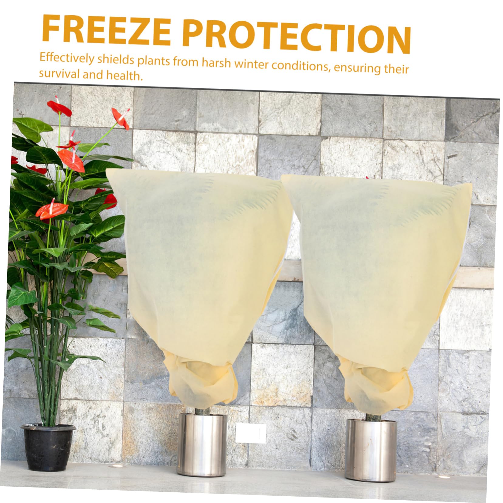 Hemobllo Copertura per Piante Antigelo 2 Pezzi Non Tessuto Khaki | Arbusti e Piante in Giardino Invernale, Traspirante e Riutilizzabile, per Clima Freddo