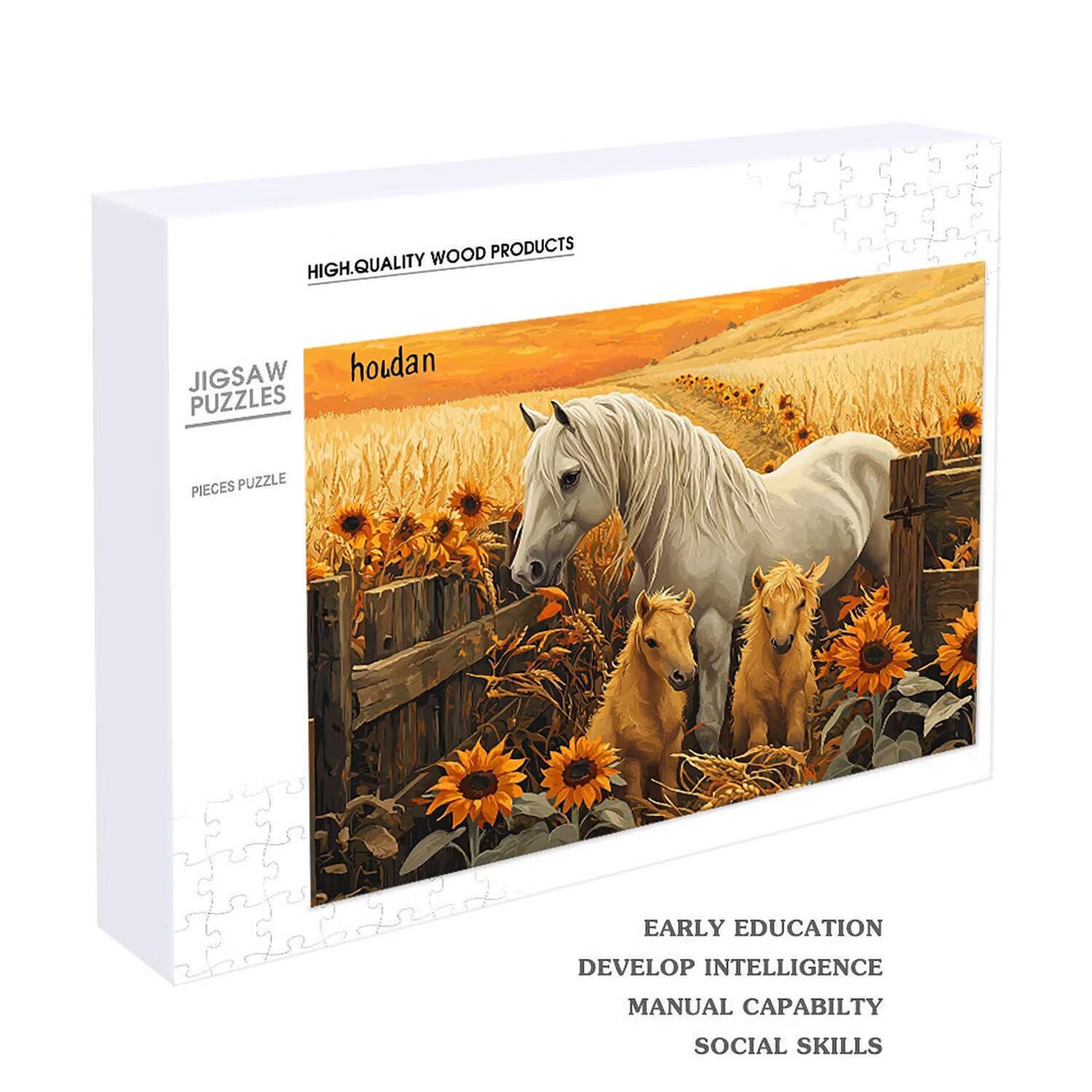 Puzzle de Madera para Adultos 1000 Piezas - Granja Caballo, Obra de Arte de Juego de Rompecabezas para Adultos, Puzzle de Impresión de Alta Definición Multicolor, Pasatiempo Creativo Regalo d-549