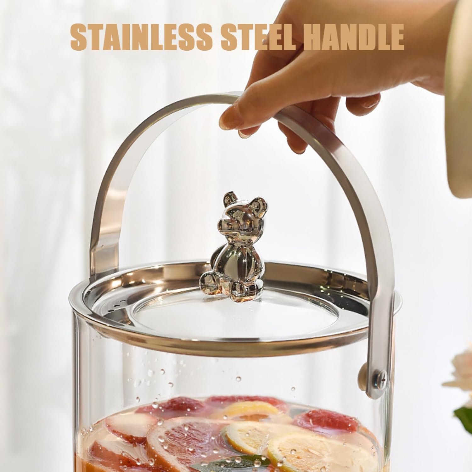 Glass Beverage Dispenser With Sturdy Stand And Glass Lid|3.6L Drink Dispenser With Leakproof Stainless Steel Spigot|Water Dispenser For Party Wedding Family Gatherings Birthday,Amber Color