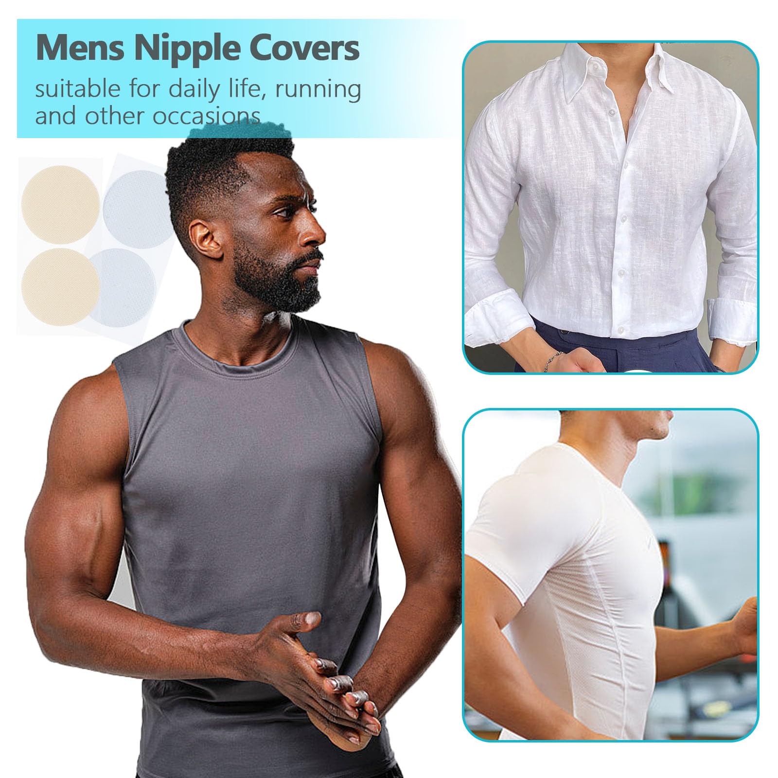 Lot de 50 paires de cache-tétons magiques pour homme, résistants à la transpiration, doux et anti-frottements, pour la course à pied, le sport Lot de 50 paires de cache-tétons magiques pour homme, résistants à la transpiration, doux et anti-frottements, pour la course à pied, le sport