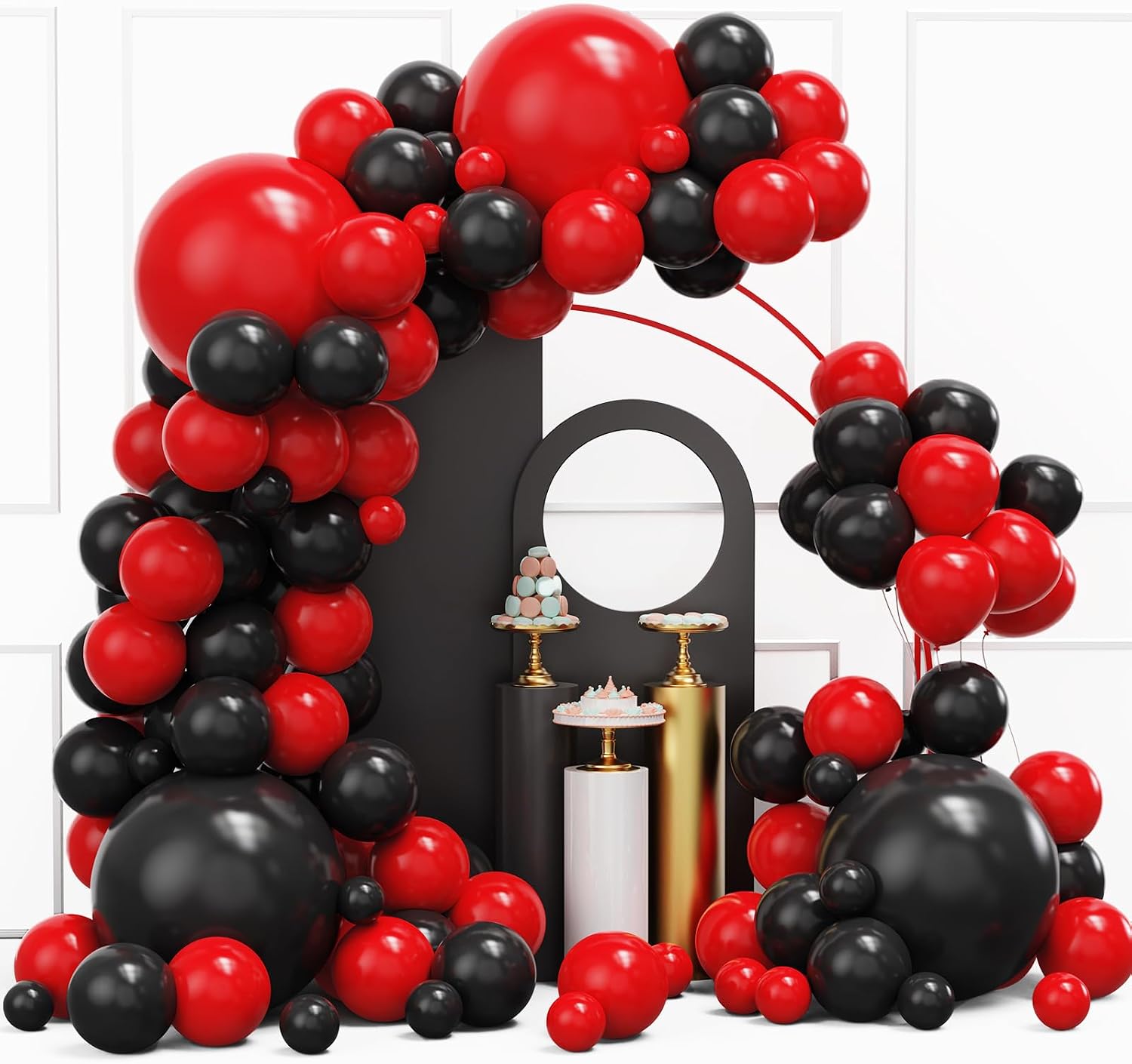 YMSZ Red and Black Balloons Arch Kit, Red Balloon Birthday Party Decoration