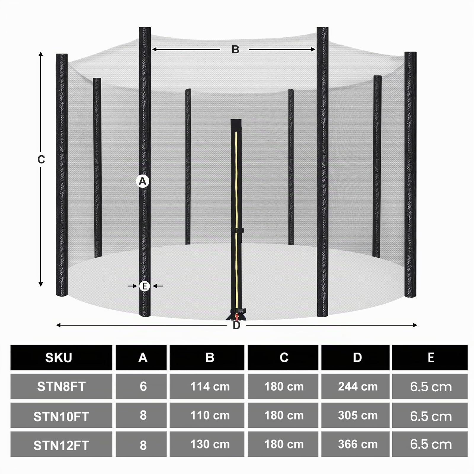 SONGMICS Filet de Remplacement pour Trampoline Rond,Ø 244 305 366 cm, Filet de SÉcuritÉ, Filet Rond