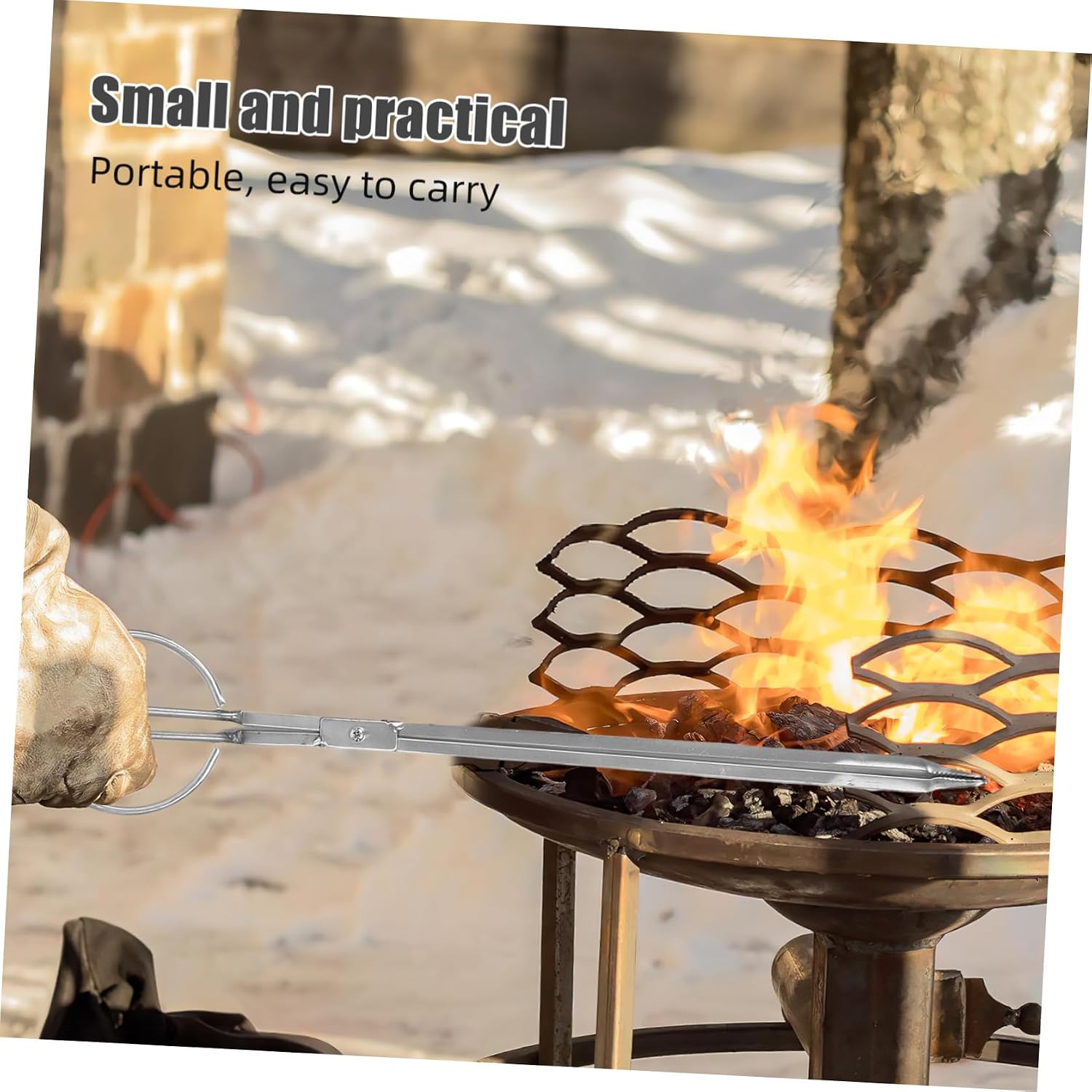 Xmas Fireplace Poker Set Stainless Steel Log Grabber for Fire Pit